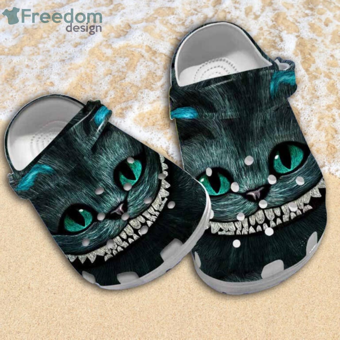 Cat With Creepy Smiling Happy Halloween Clog Shoes Product Photo 1