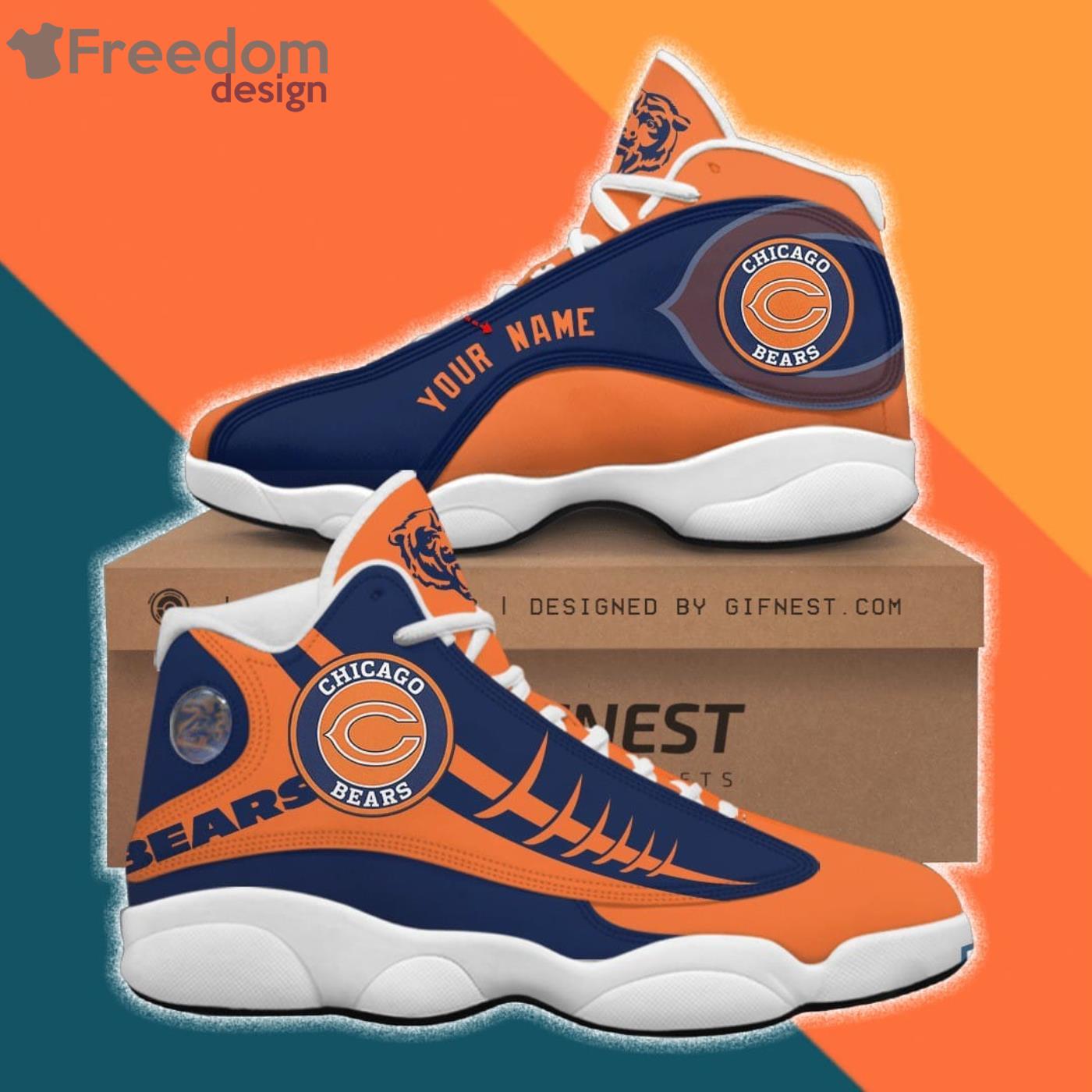 Chicago Bears Football Team Style Custom Name Air Jordan 13 Sneaker -  Freedomdesign