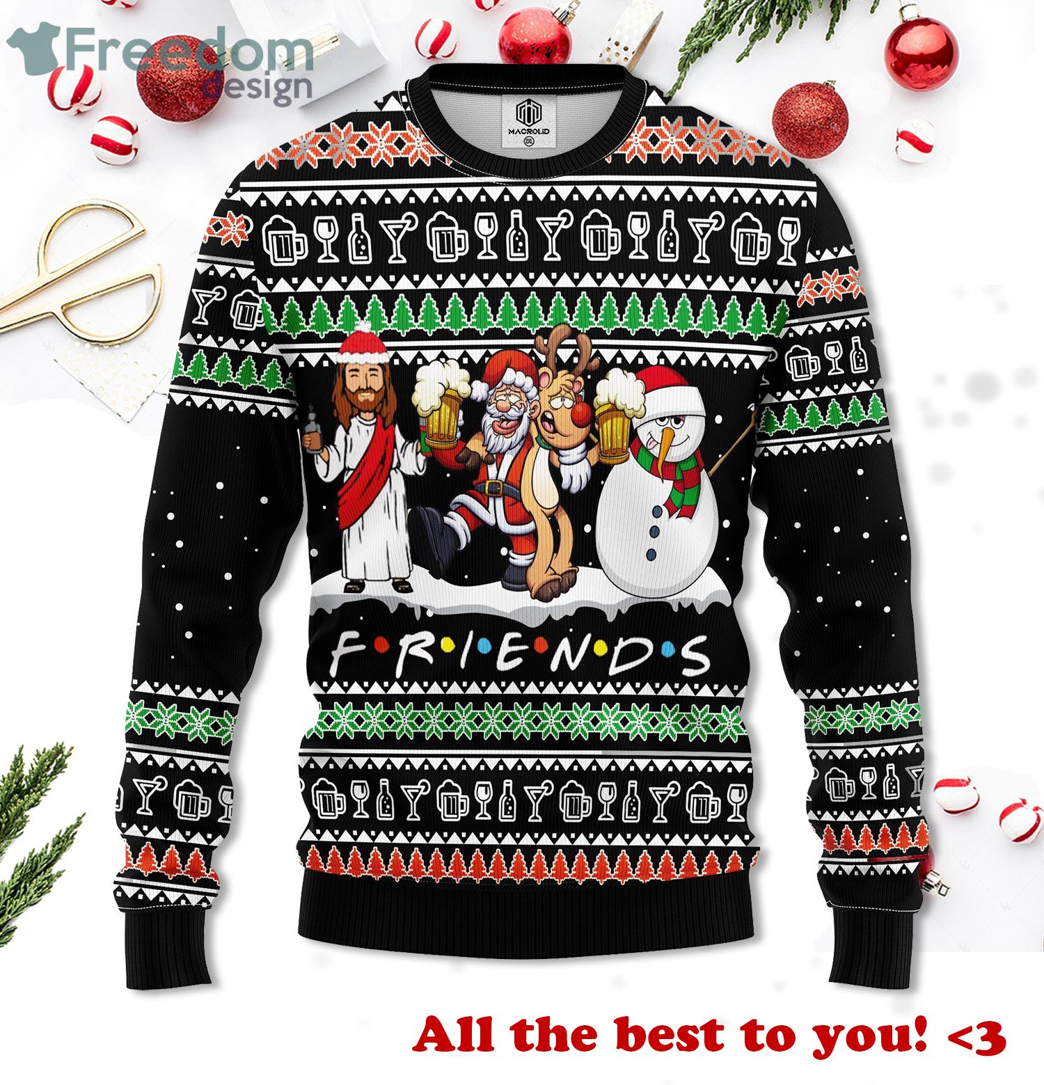 Christ Friends Ugly Christmas Sweater Product Photo 1