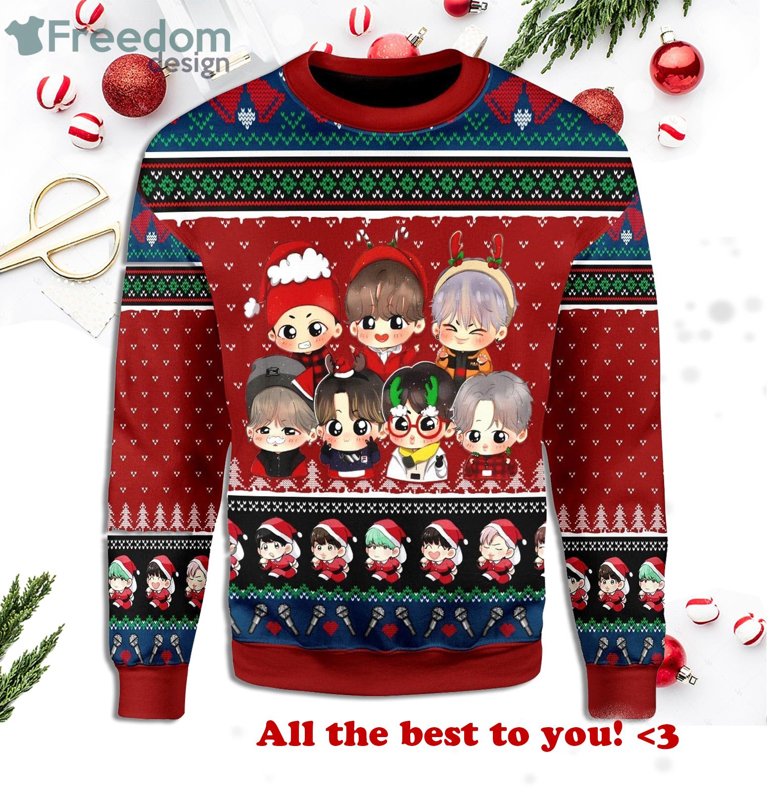 Christmas Bts Band Idol Chibi Lovely Ugly Sweater Product Photo 1