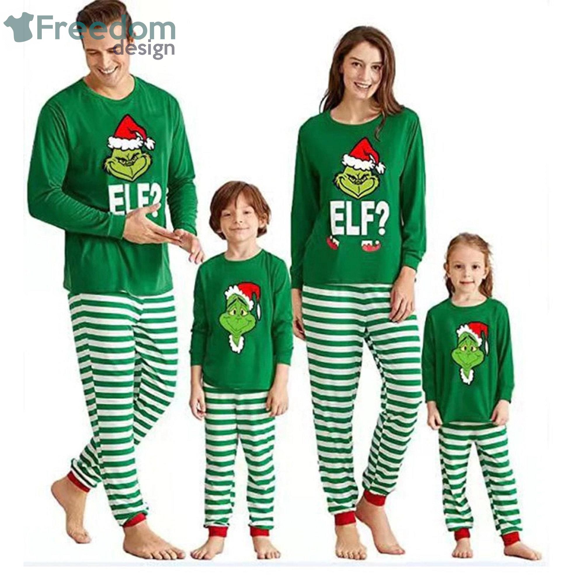 Christmas Grinche ELF Matching Pajamas Outfits Set Family Product Photo 1
