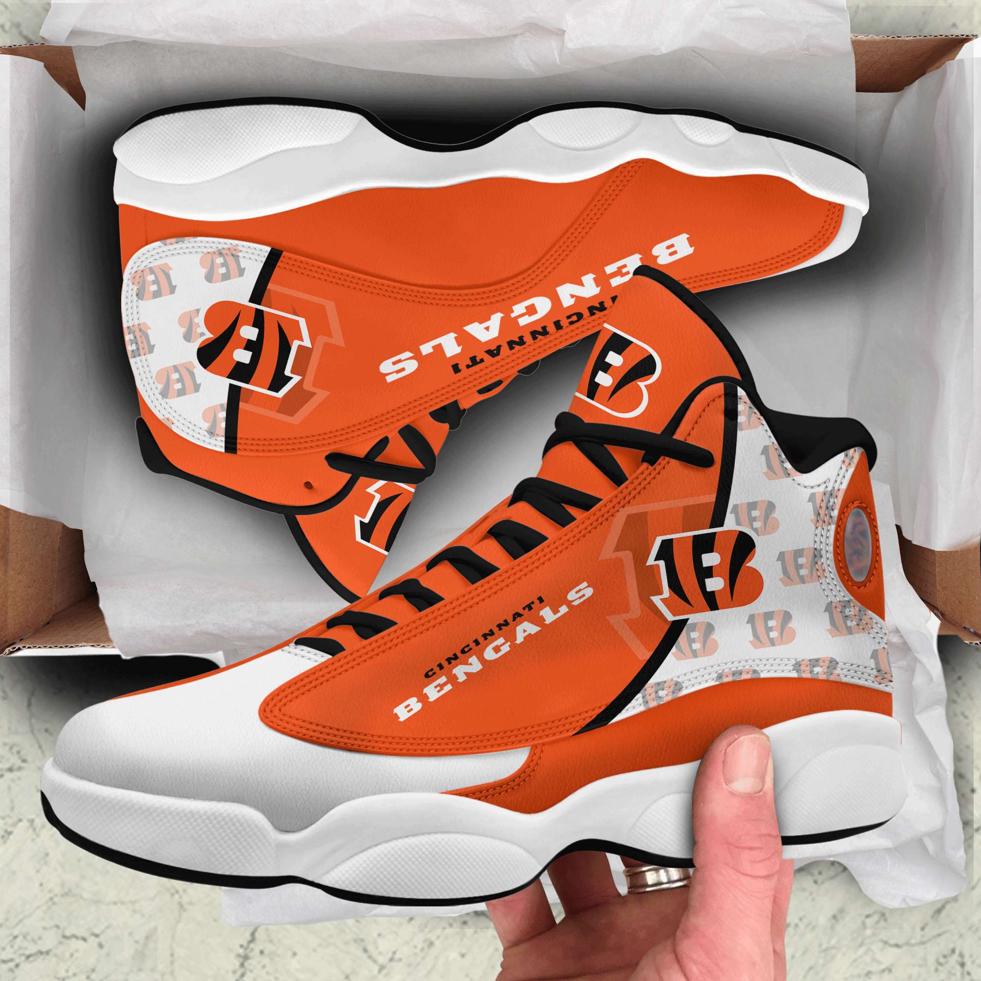 Cincinnati Bengals Orange Air Jordan 13 Shoes For Fans - Freedomdesign