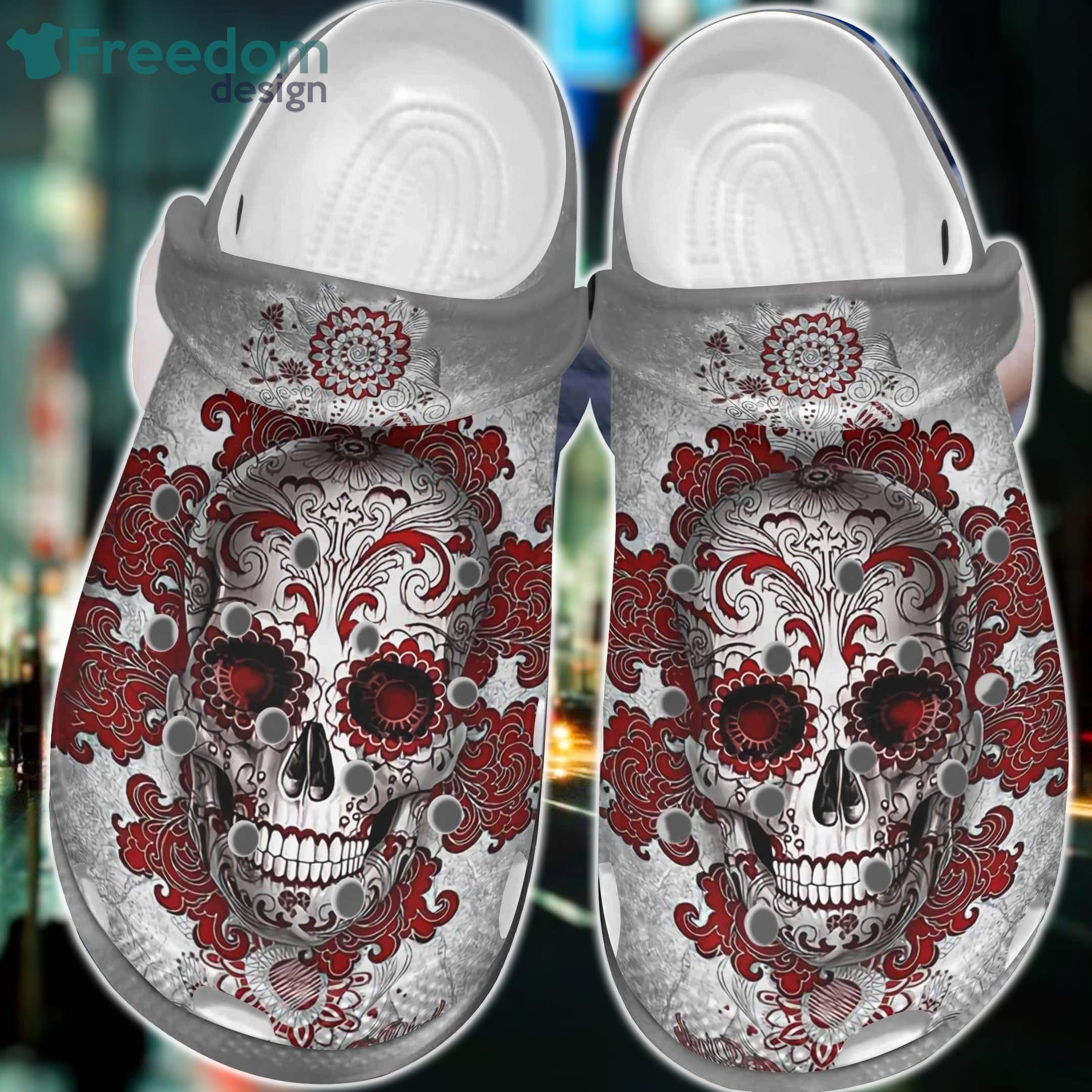 Cool Skullcap Halloween Red Art Clog Shoes For Men And Women Product Photo 1