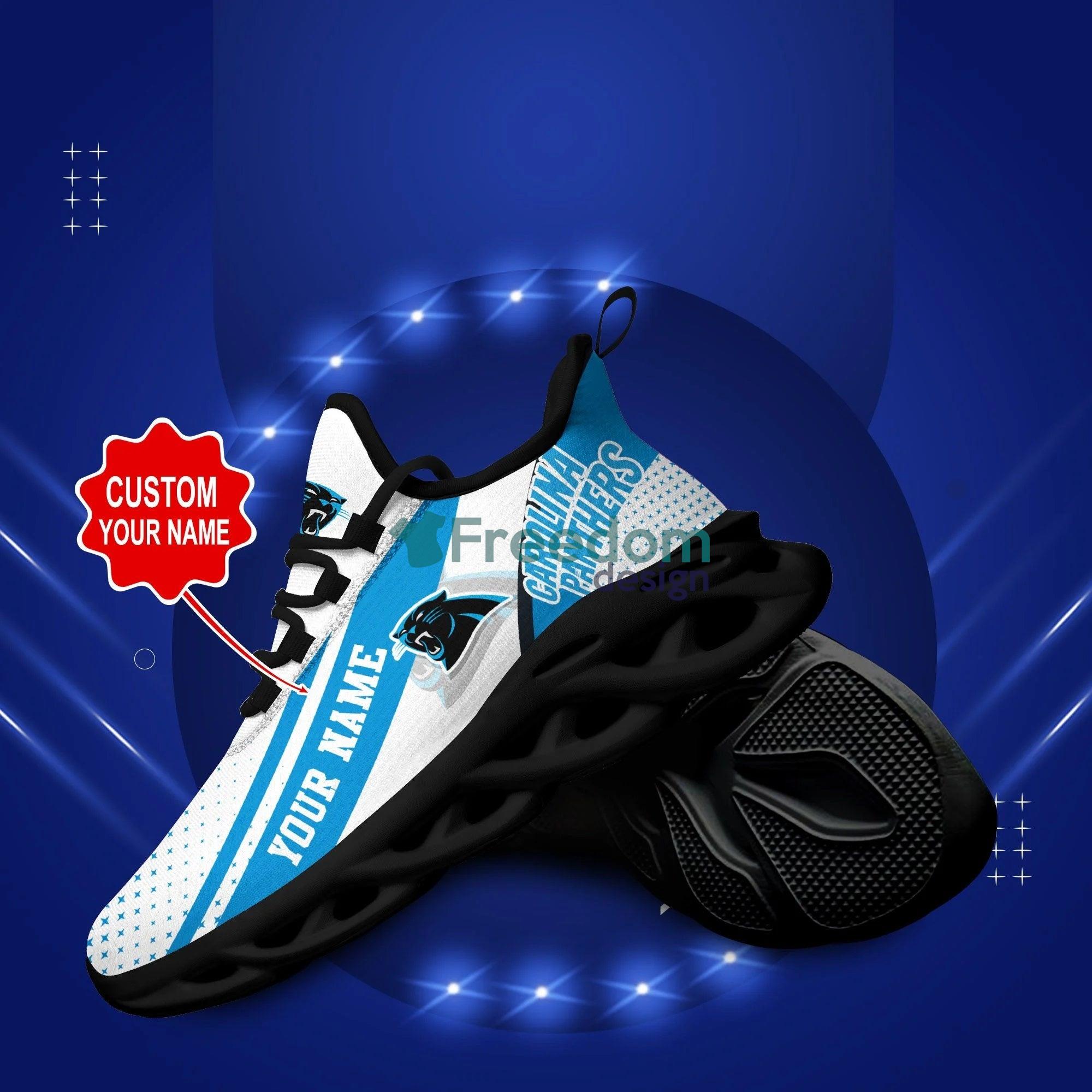 Custom Name Carolina Panthers Cool Max Soul Snesker Running Shoes Product Photo 2