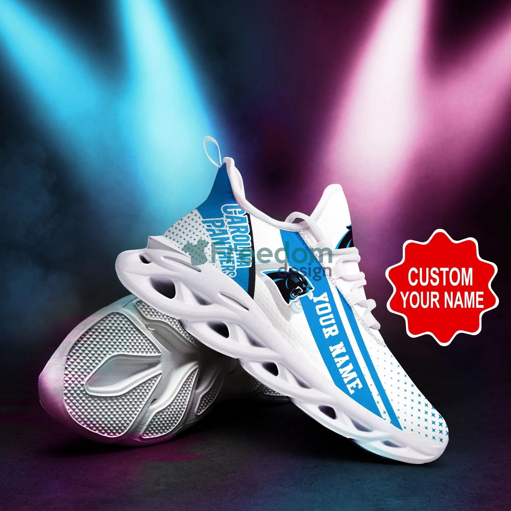 Custom Name Carolina Panthers Cool Max Soul Snesker Running Shoes Product Photo 1