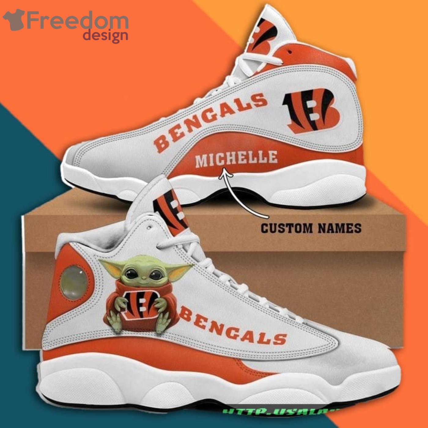 Cincinnati Bengals Air Jordan Hightop Shoes - Freedomdesign