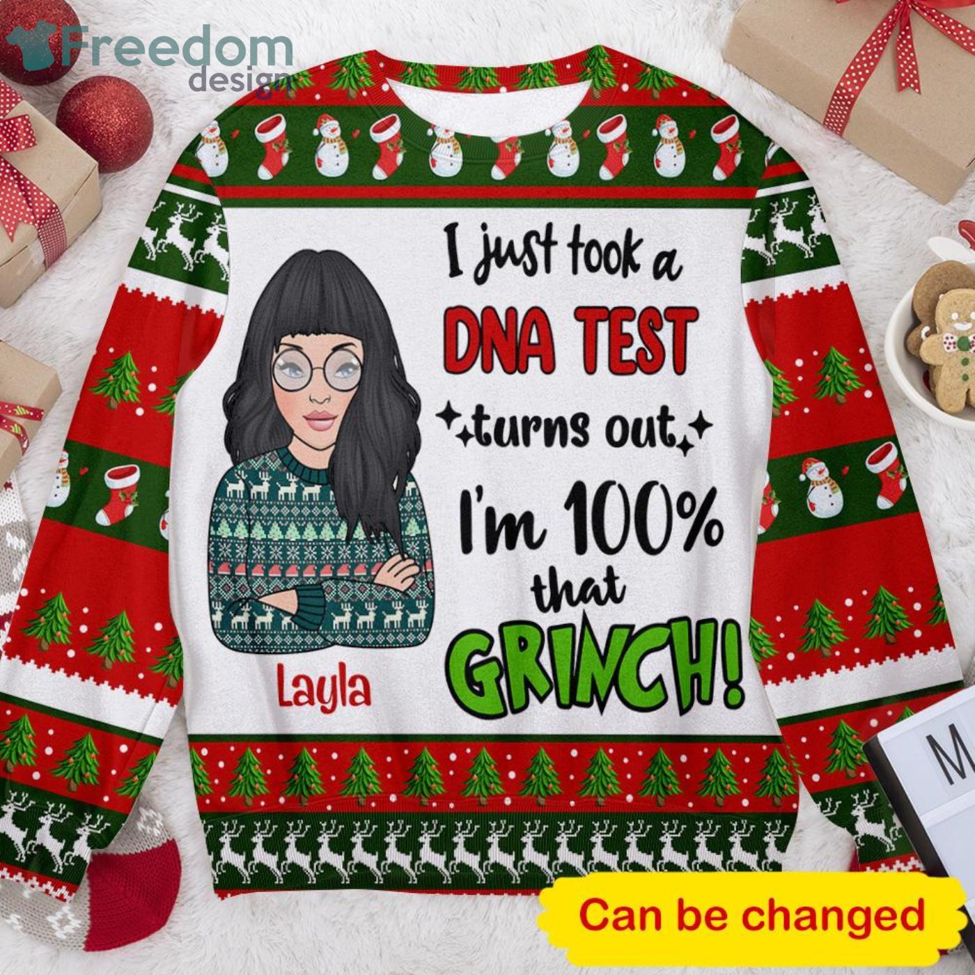 Custom Name I Am 100 That Grinch Christmas Ugly Sweater image Custom Name I Am 100 That Grinch Christmas Ugly Sweater Product Photo 2