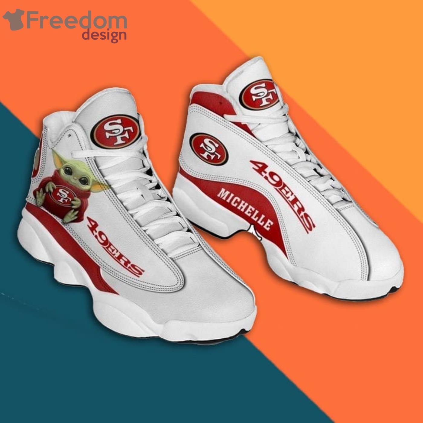 Custom Name San Francisco 49Ers Glitter Air Jordan 13 Sneaker