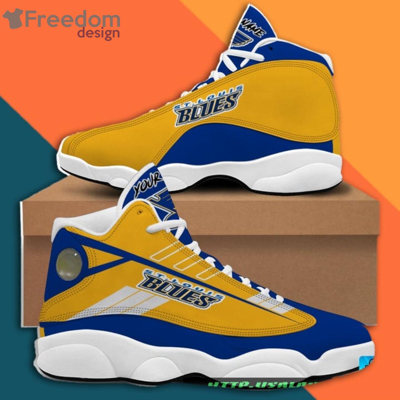 Custom Name St Louis Blues Air Jordan 13 Sneaker Shoes - Freedomdesign