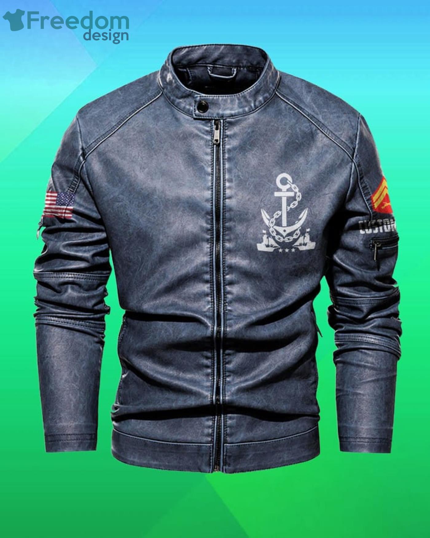 Cutom Name Marines First To Fight Stand Collar Fleece Leather Jacket Product Photo 4 Cutom Name Marines First To Fight Stand Collar Fleece Leather Jacket Product Photo 4