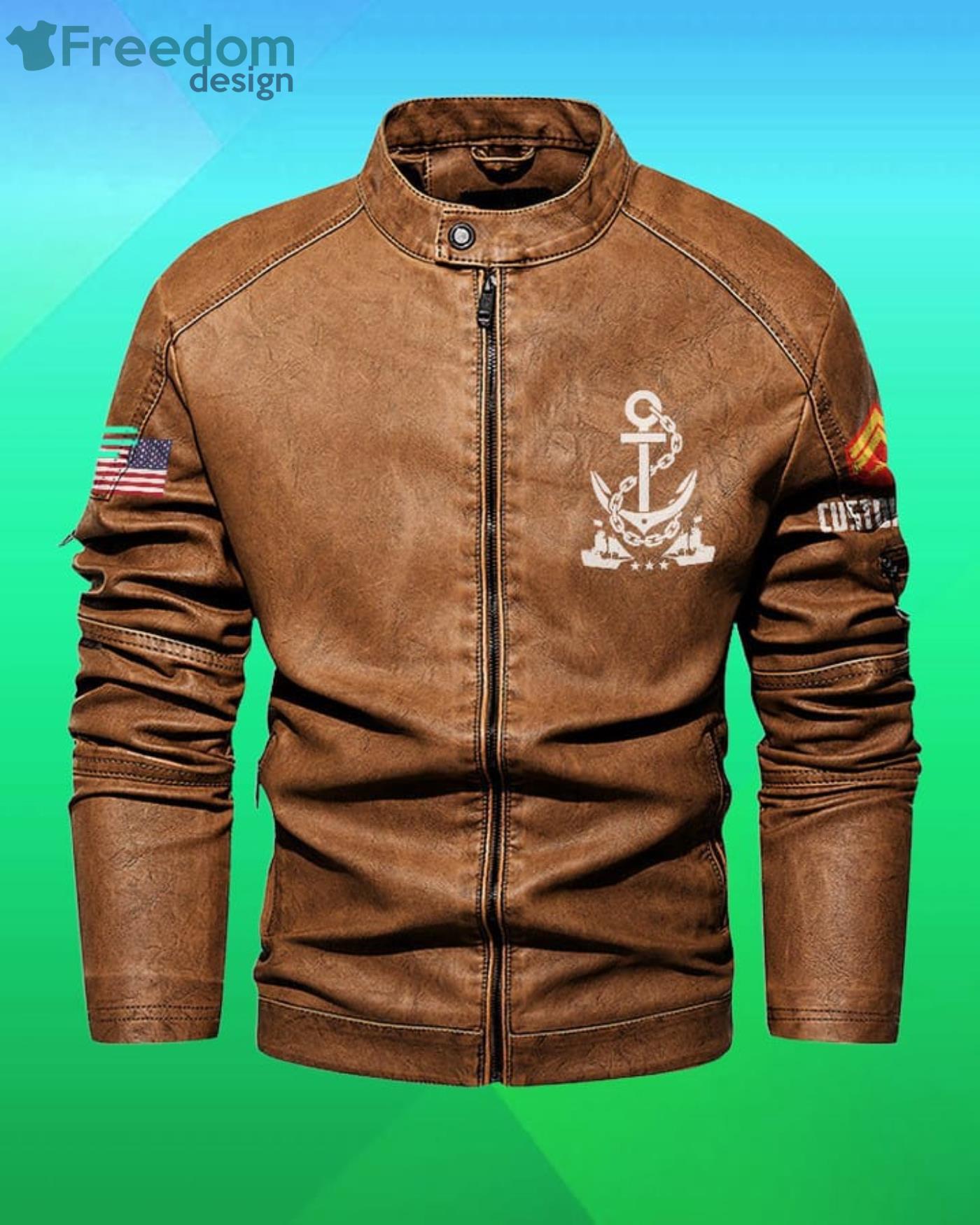 Cutom Name Marines First To Fight Stand Collar Fleece Leather Jacket Product Photo 6 Cutom Name Marines First To Fight Stand Collar Fleece Leather Jacket Product Photo 6