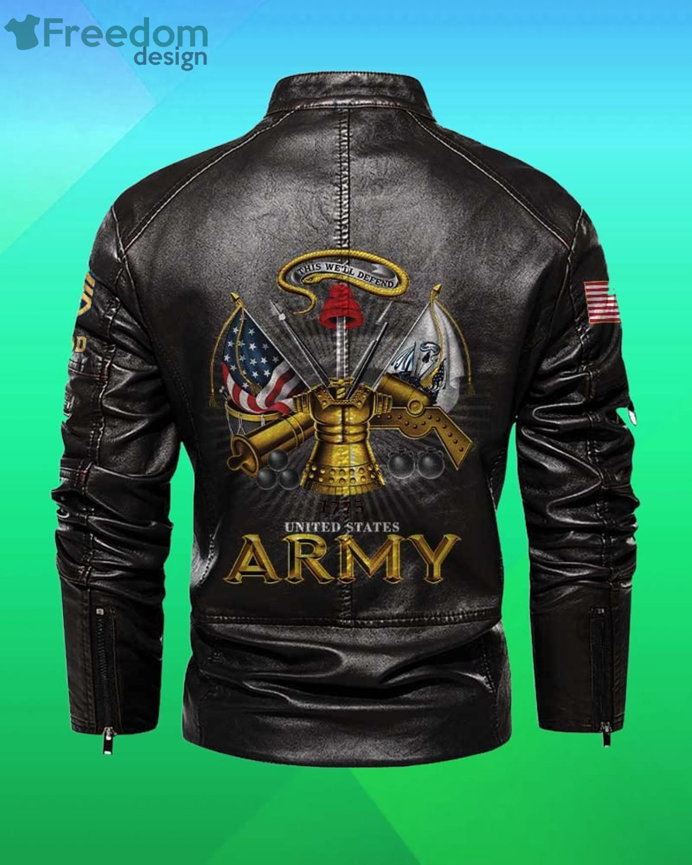 Cutom Name Us Army Veteran Motor Fleece Leather Jacket - Freedomdesign