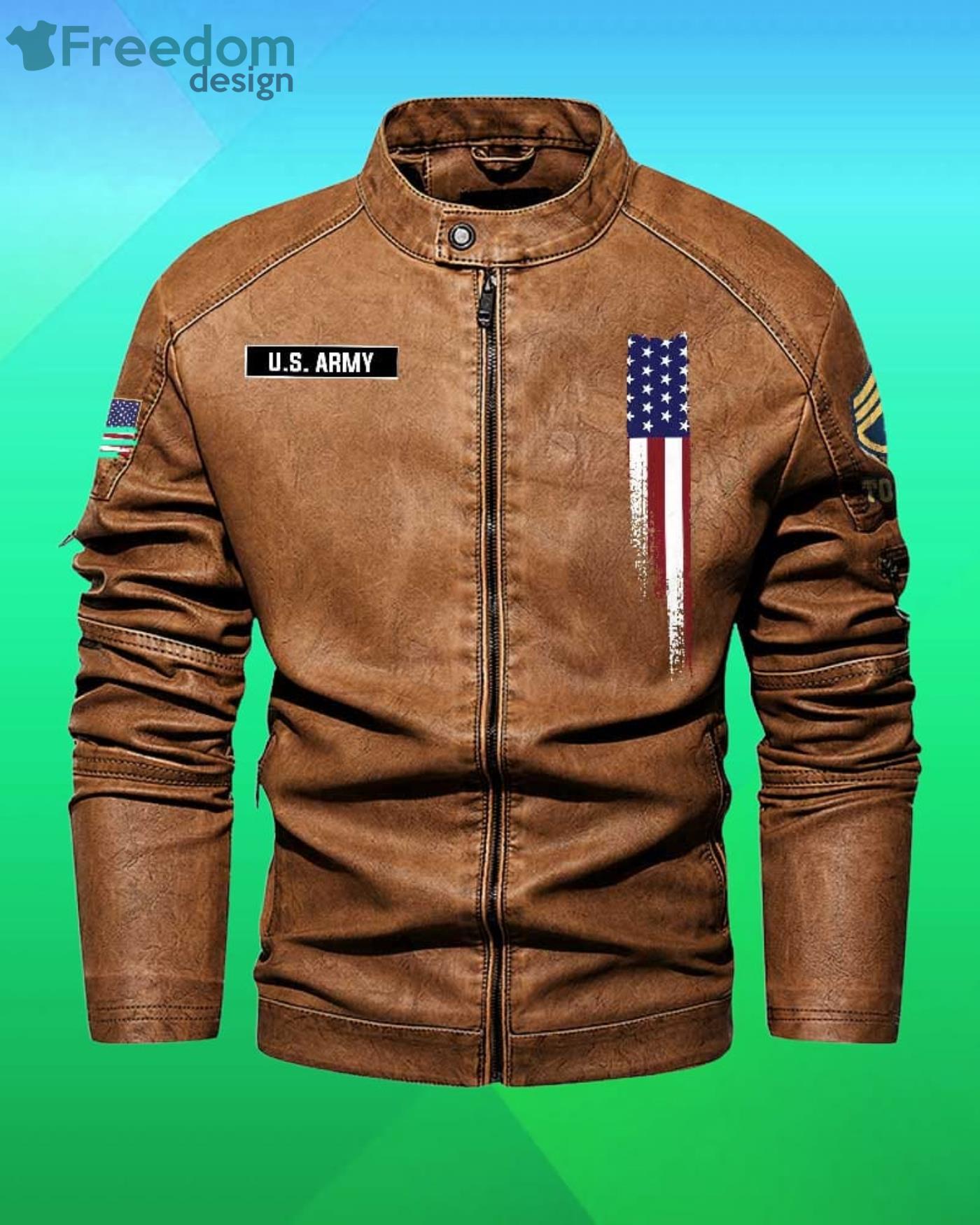 Cutom Name Us Army Veteran Motor Fleece Leather Jacket - Freedomdesign