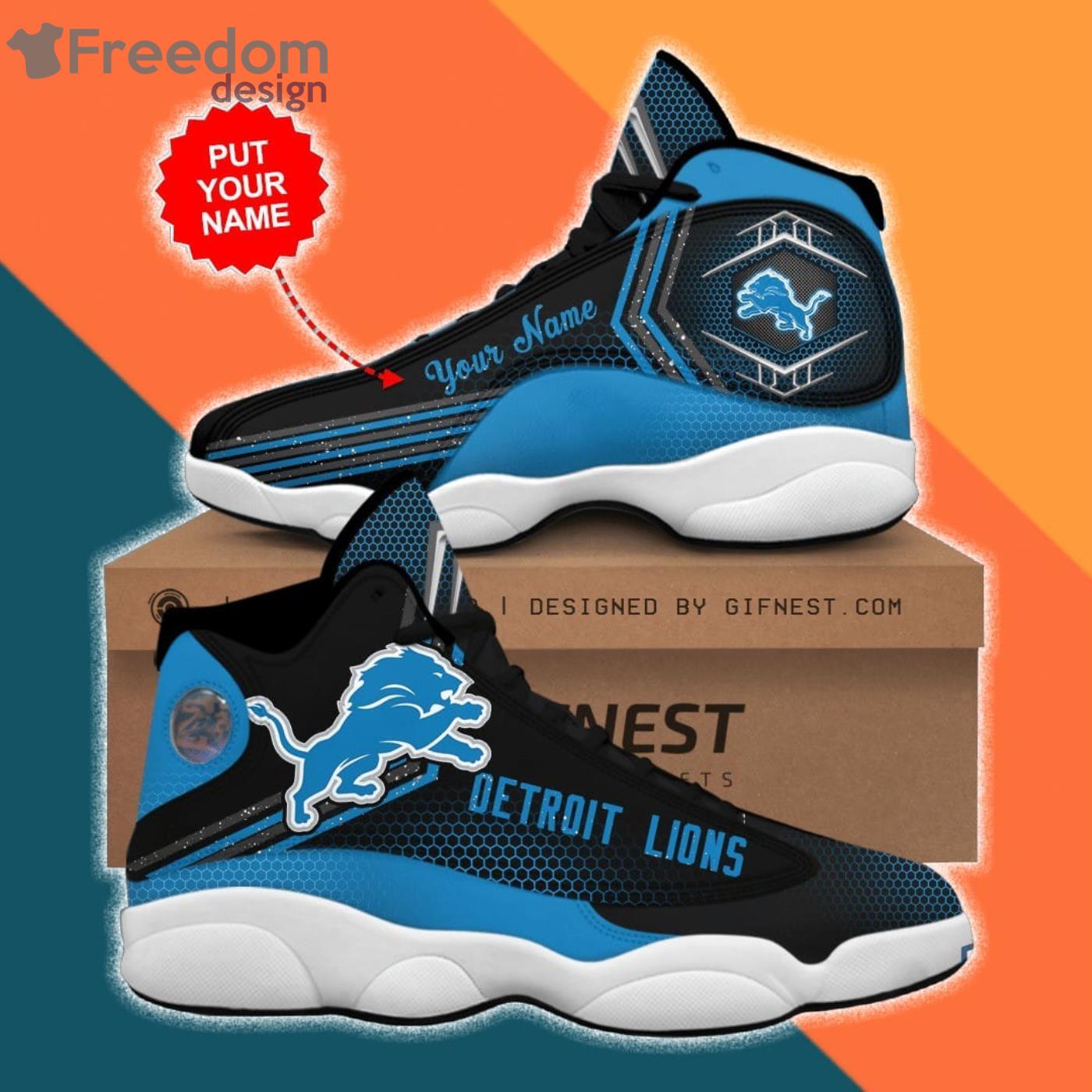 Detroit Lions Air Jordan Hightop Shoes - Freedomdesign