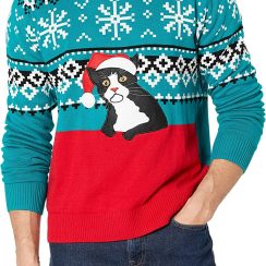 Fairisle Kitty Ugly Christmas Sweater - AOP Sweater - Blue