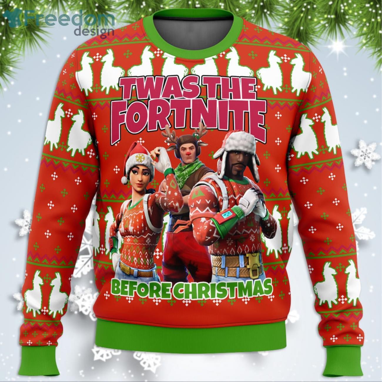 Fortnite Twas Night Funny Christmas Gift Ugly Christmas Sweater Product Photo 1 Fortnite Twas Night Funny Christmas Gift Ugly Christmas Sweater Product Photo 1