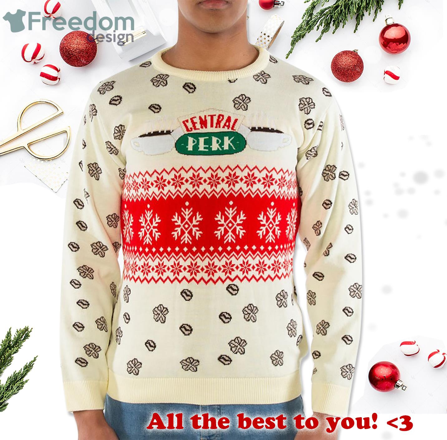 Friends Central Perk Cream Knitted Christmas Jumper Product Photo 1