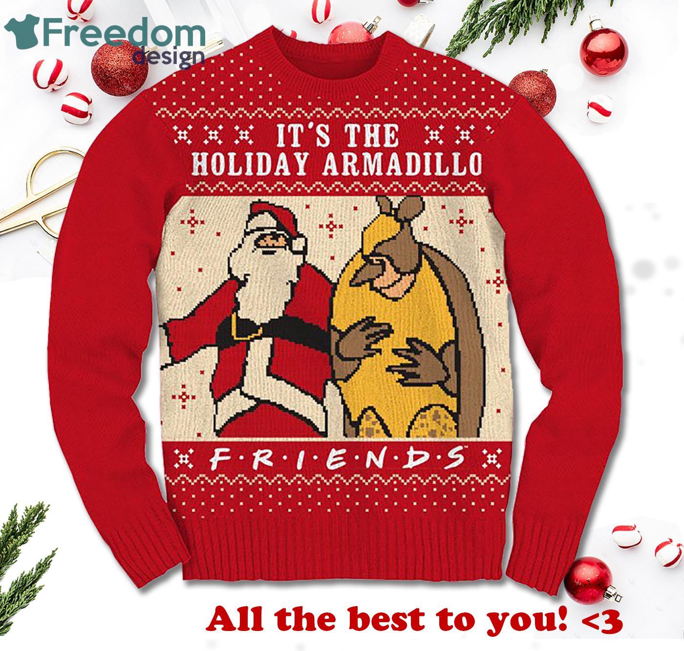 Friends Holiday Armadillo Adult Christmas Crew Sweater Product Photo 1