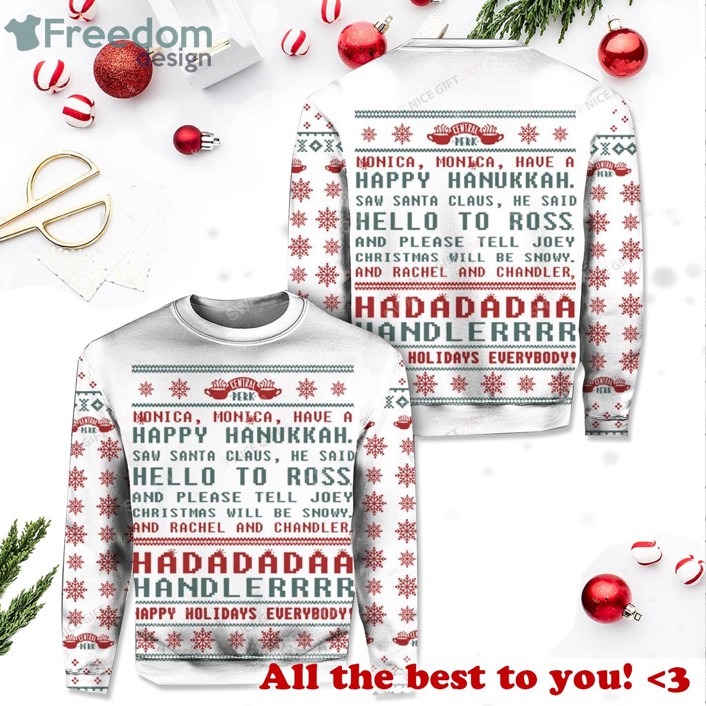 Friends Tv Show Happy Holidays Ugly Christmas Sweater Product Photo 1