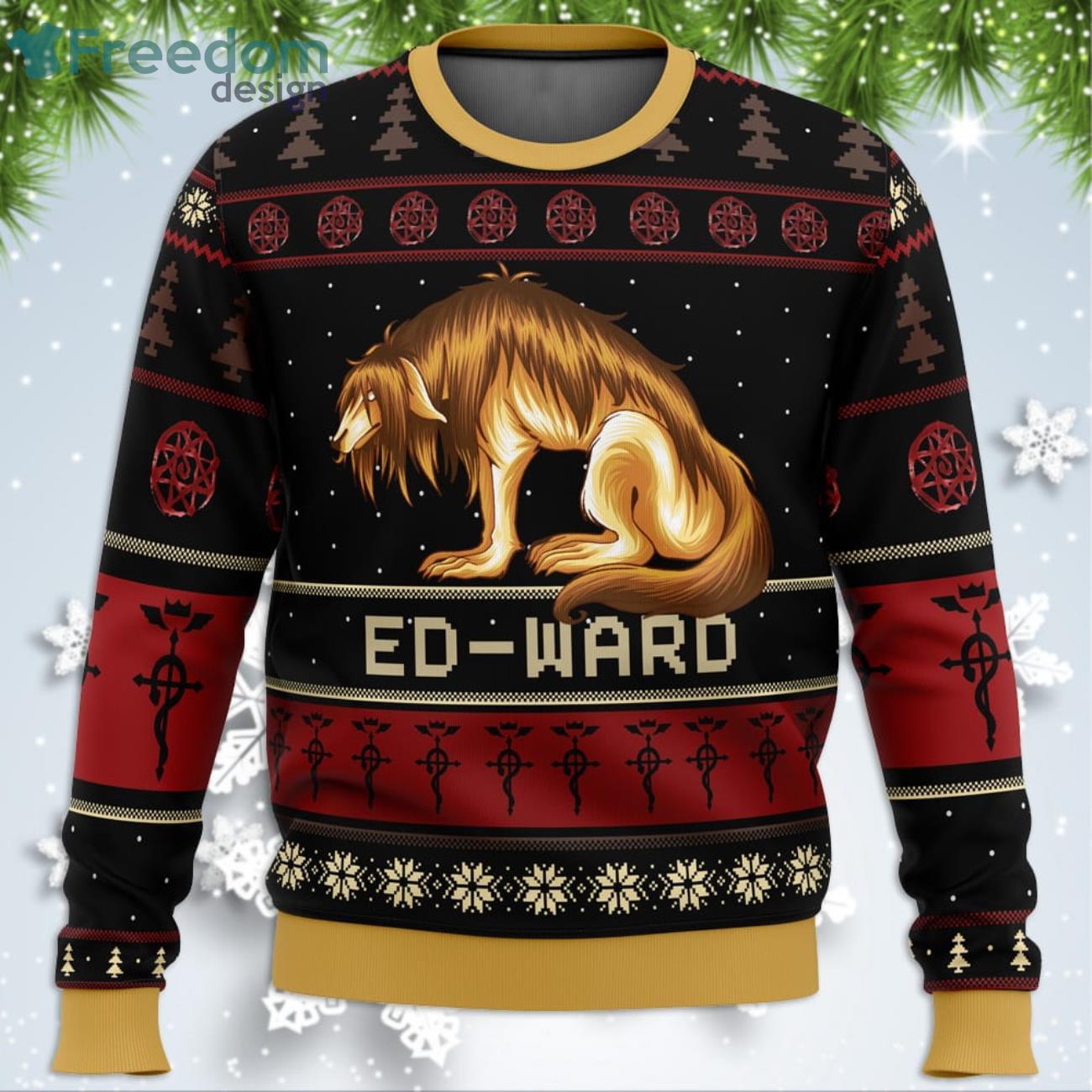 Fullmetal Alchemist Chimera Nina Tucker Ed-Ward Funny Christmas Gift Ugly Christmas Sweater Product Photo 1 Fullmetal Alchemist Chimera Nina Tucker Ed-Ward Funny Christmas Gift Ugly Christmas Sweater Product Photo 1