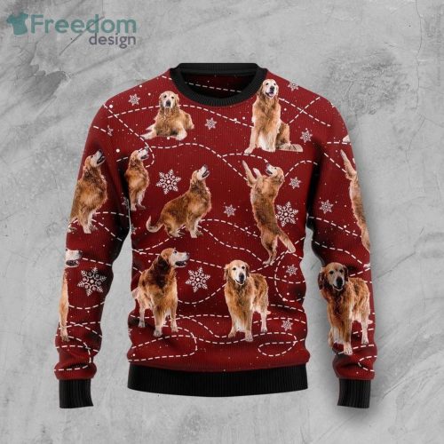 Golden Retriever And Snowflower Christmas Ugly Sweater