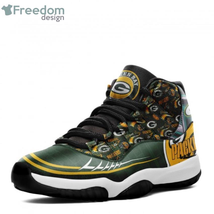 Green Bay Packers Fans Air Jordan 11 Sneaker Shoes - Freedomdesign