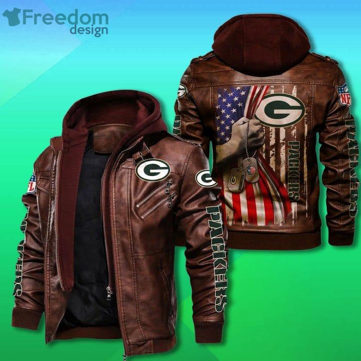 Green Bay Packers Military Dog Tag 2D Trending Leather Jacket image Green Bay Packers Military Dog Tag 2D Trending Leather Jacket Product Photo 2