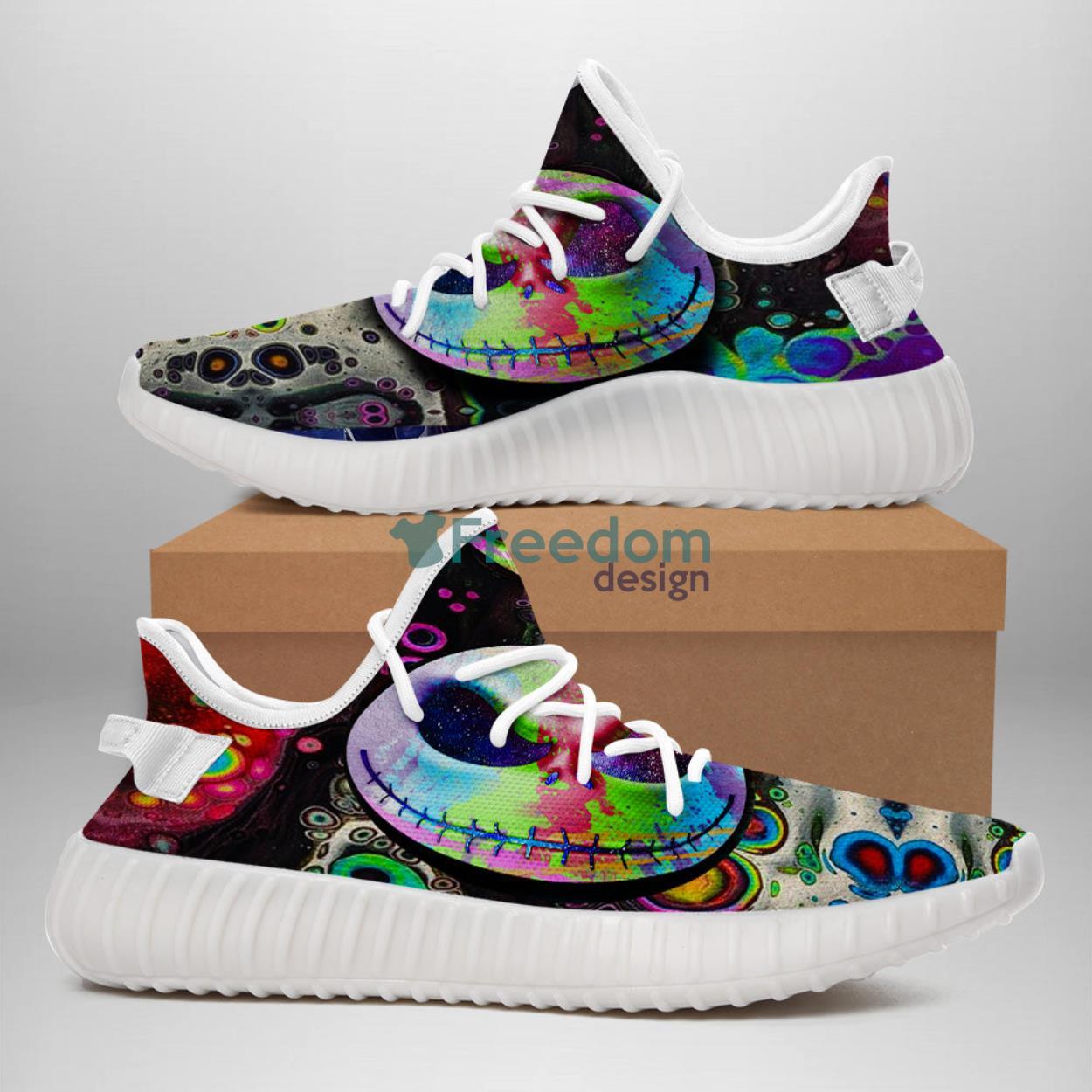 Jack Skellington Face Colorful Halloween Yeezy Shoes Product Photo 1