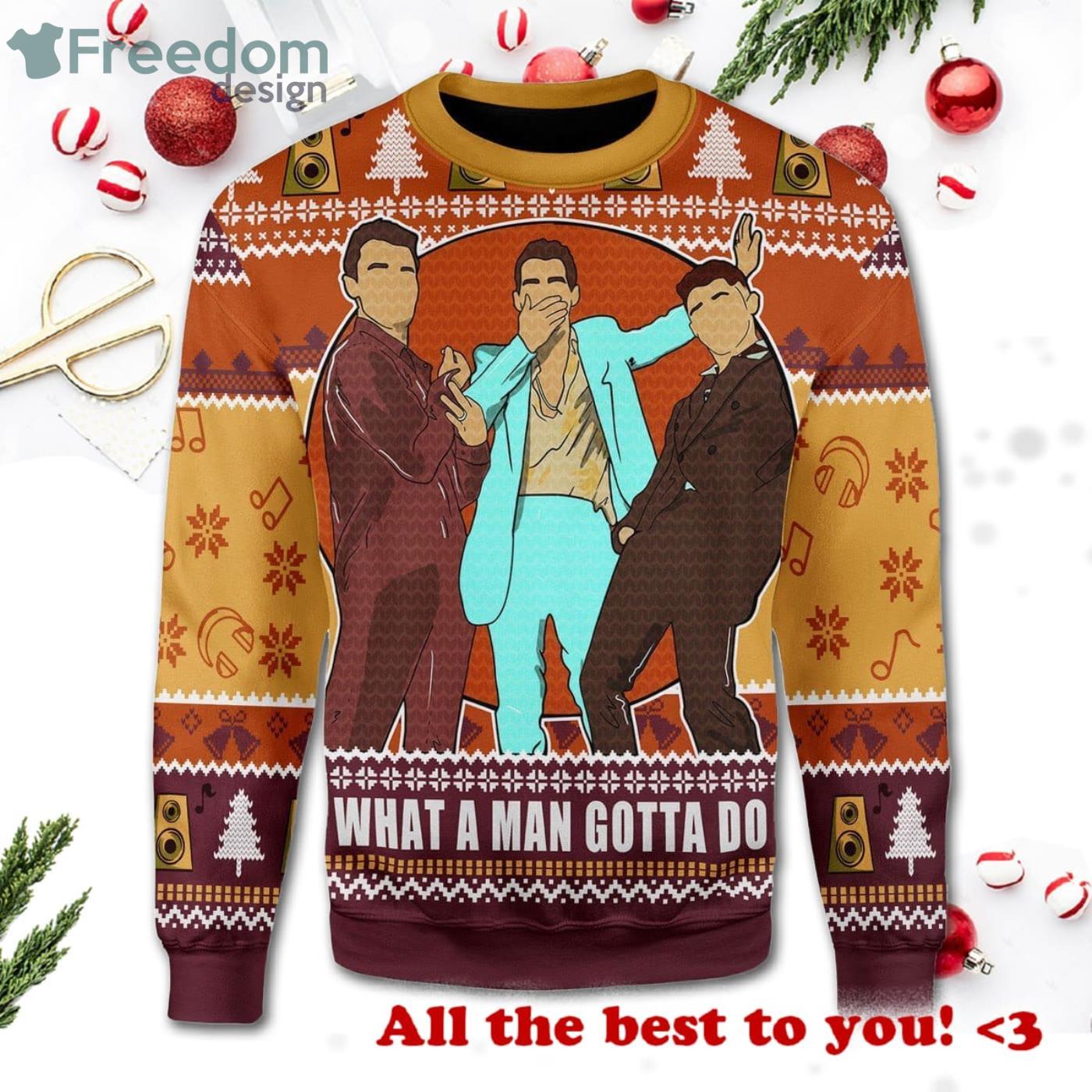 Jonas Brothers What A Man Gotta Do Christmas Ugly Sweater Product Photo 1 Jonas Brothers What A Man Gotta Do Christmas Ugly Sweater Product Photo 1
