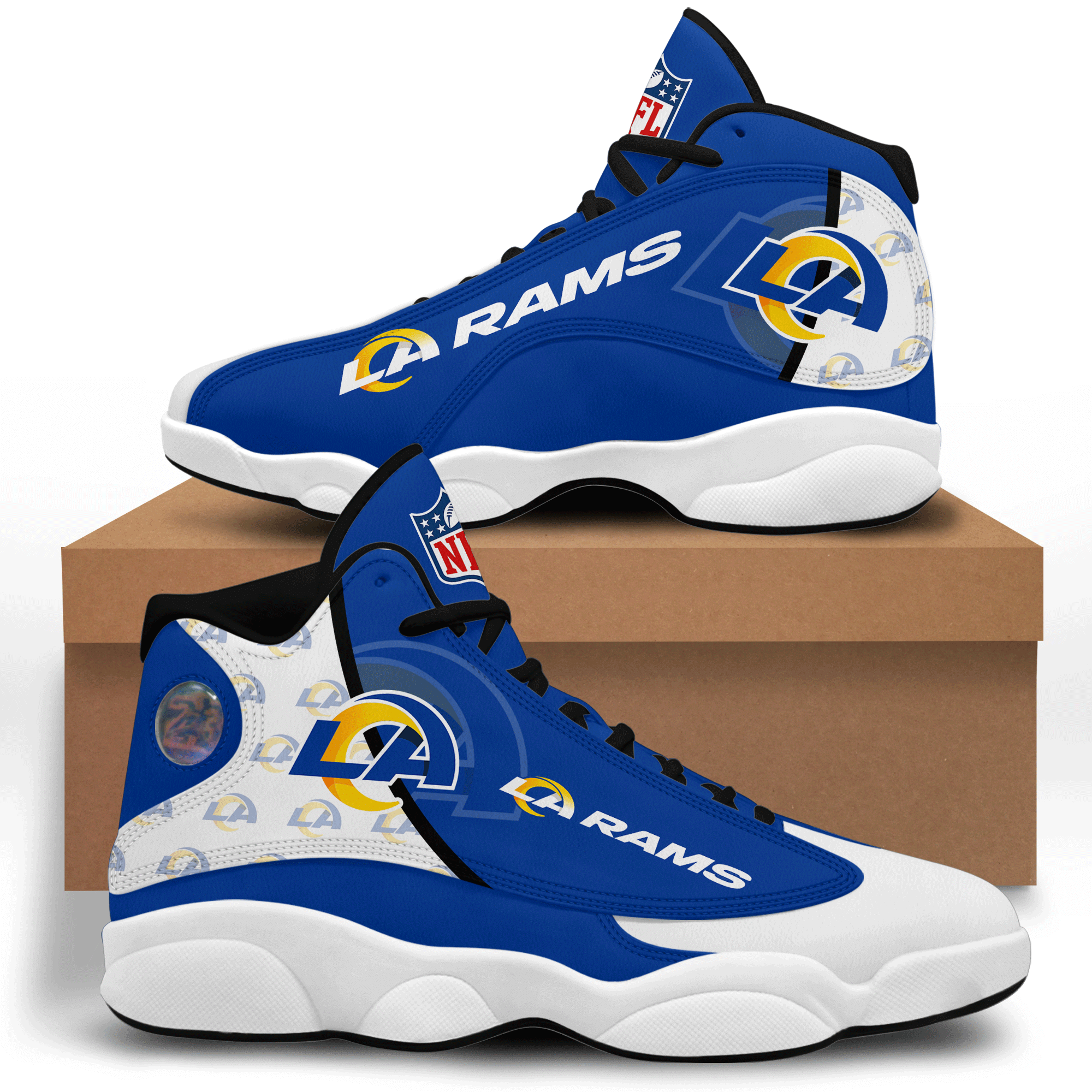 Los Angeles Rams Blue Air Jordan 13 Shoes For Fans Product Photo 3 Los Angeles Rams Blue Air Jordan 13 Shoes For Fans Product Photo 3