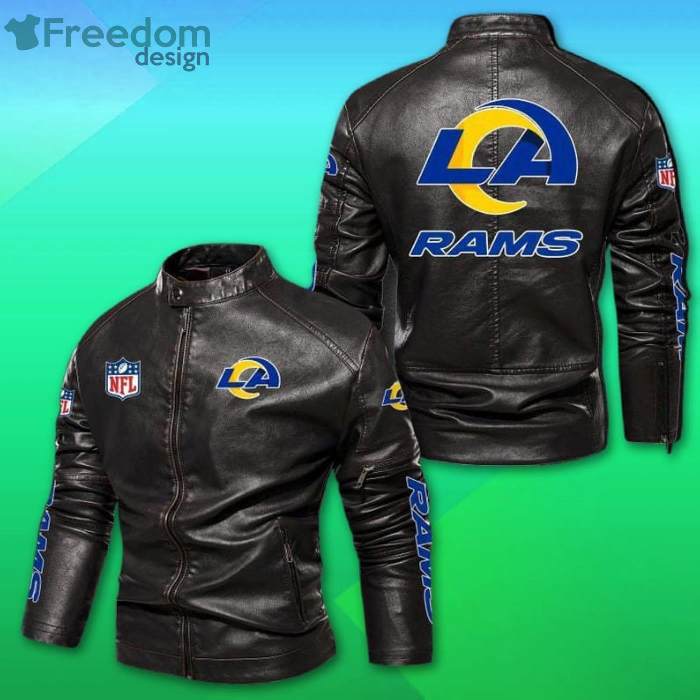 NFL Los Angeles Rams Style 5 Big Logo Black Brown Leather Jacket For Fans -  Freedomdesign