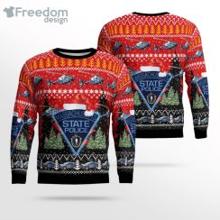 Massachusetts State Police Ford Police Interceptor Utility And Eurocopter Christmas Sweater Product Photo 1