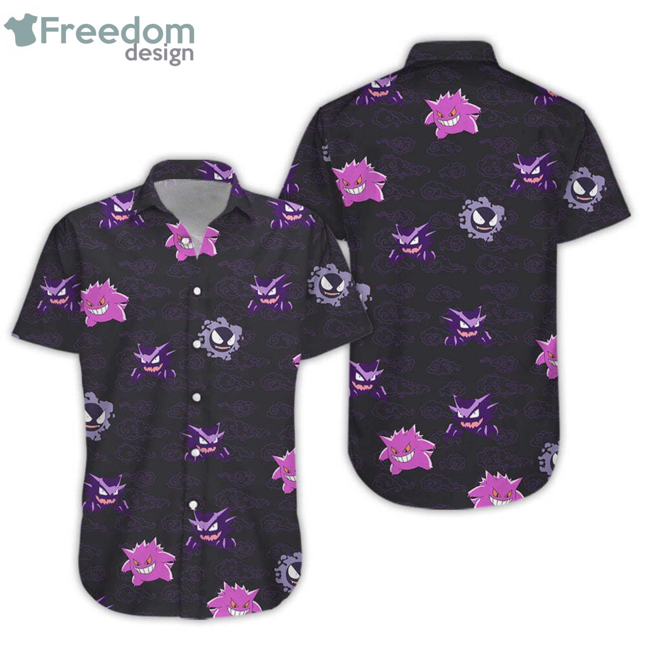 Men Gengar Pokemon Pattern Hawaiian Shirt For Men And Women Product Photo 1