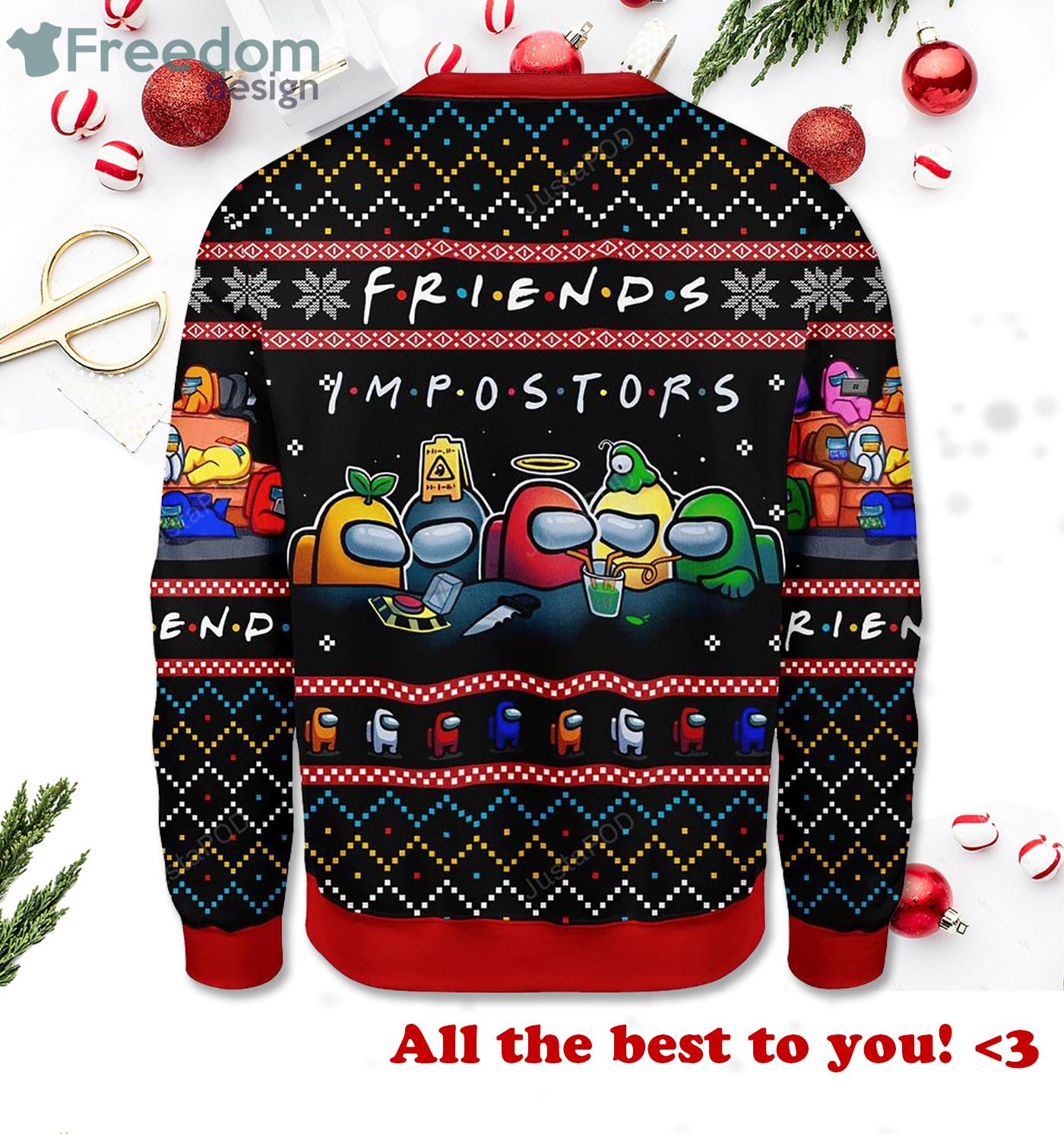 Merry Christmas Among Us Imposter Friends Ugly Christmas Sweater Product Photo 1