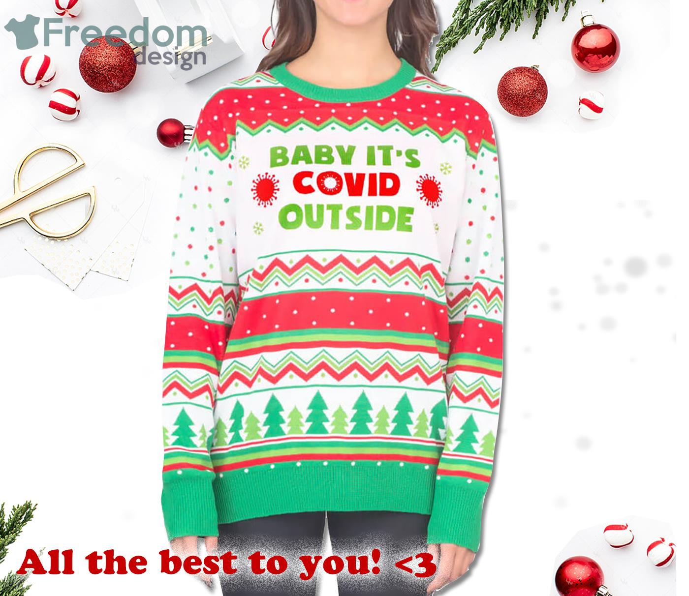 Merry Christmas Baby Its Covid Outside Ugly Sweater Product Photo 2