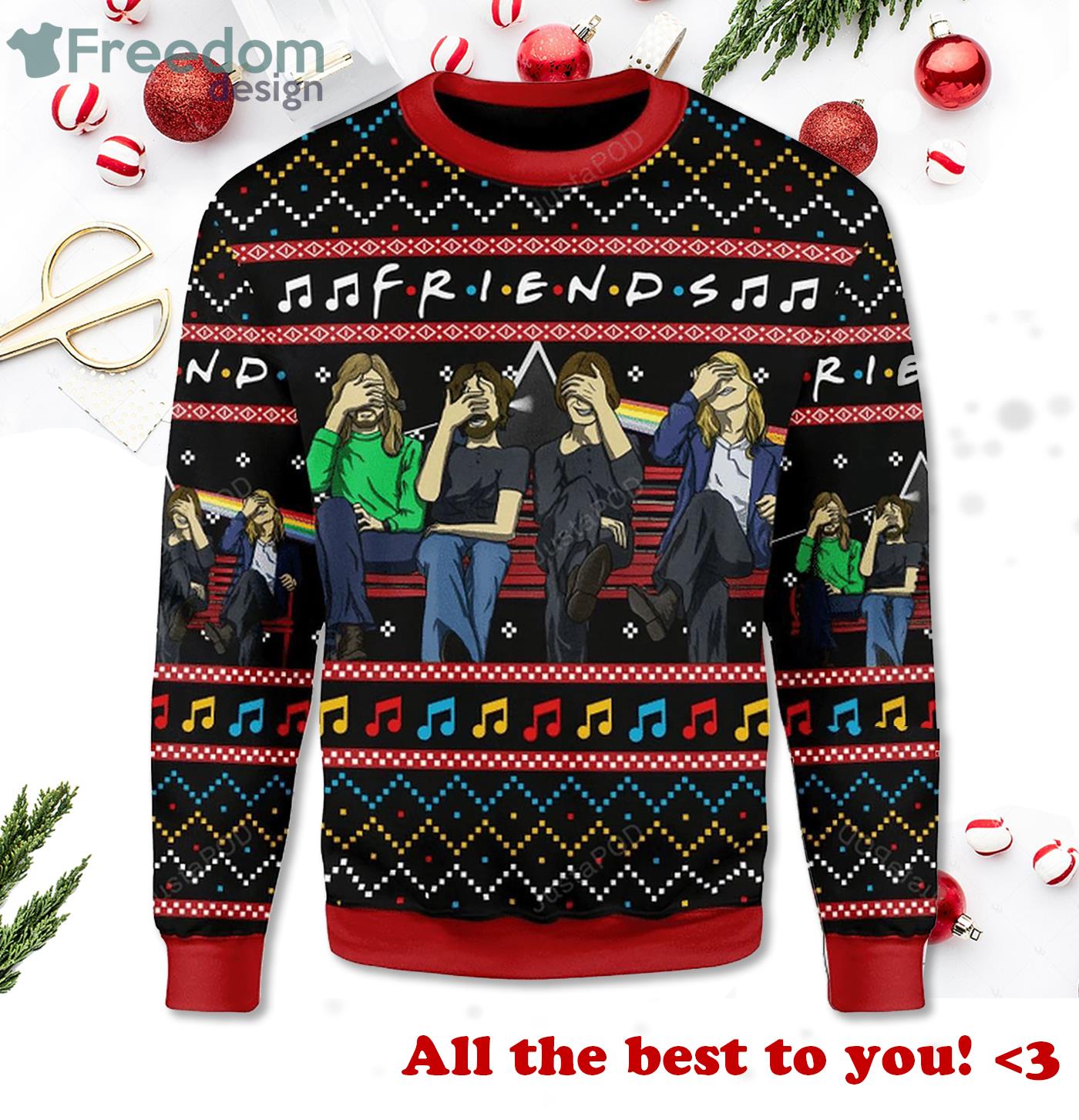 Merry Christmas Friends Ugly Christmas Sweater Product Photo 1