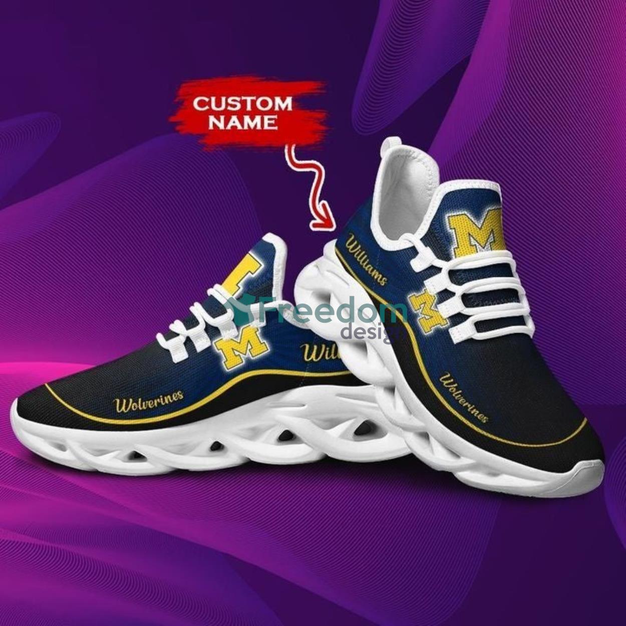 Michigan Wolverines Fans Custom Name Air Max Soul Snesker Running Shoes Product Photo 2