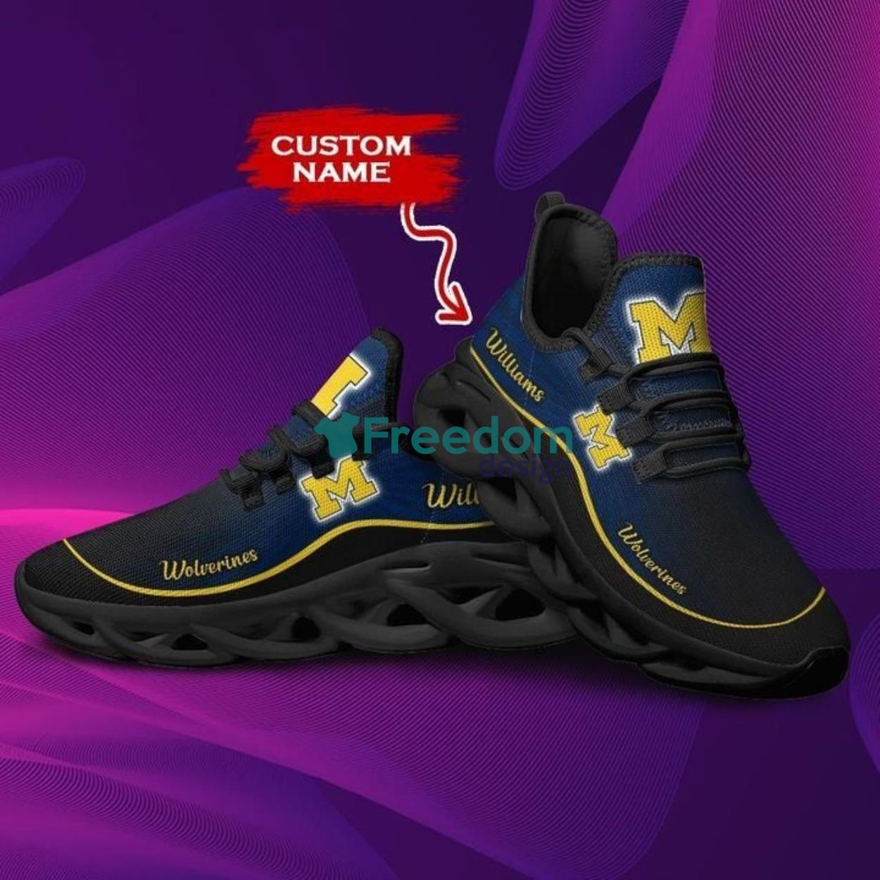 Michigan Wolverines Fans Custom Name Air Max Soul Snesker Running Shoes Product Photo 1