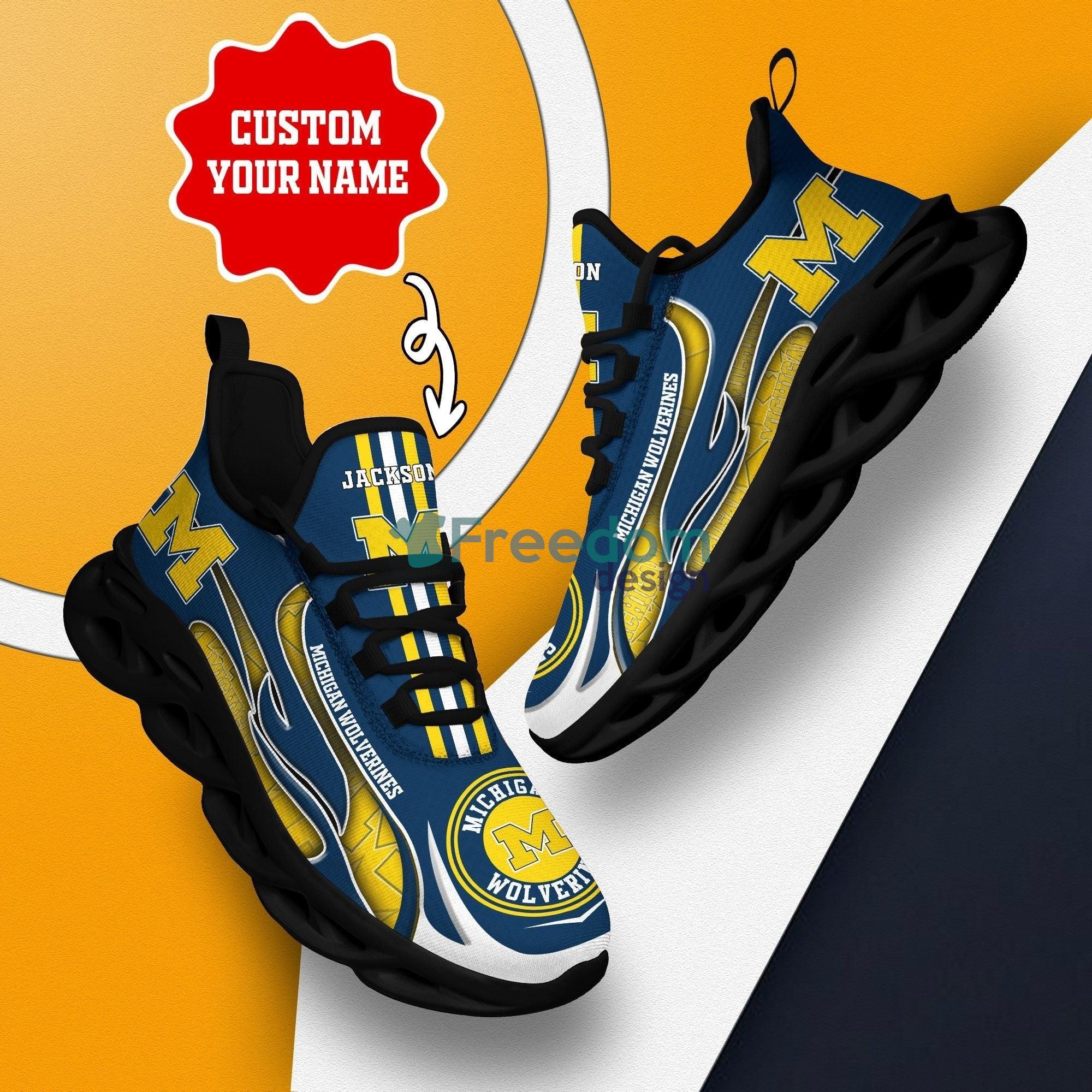 Michigan Wolverines Max Soul Snesker Running Shoes Personalized Name Product Photo 2