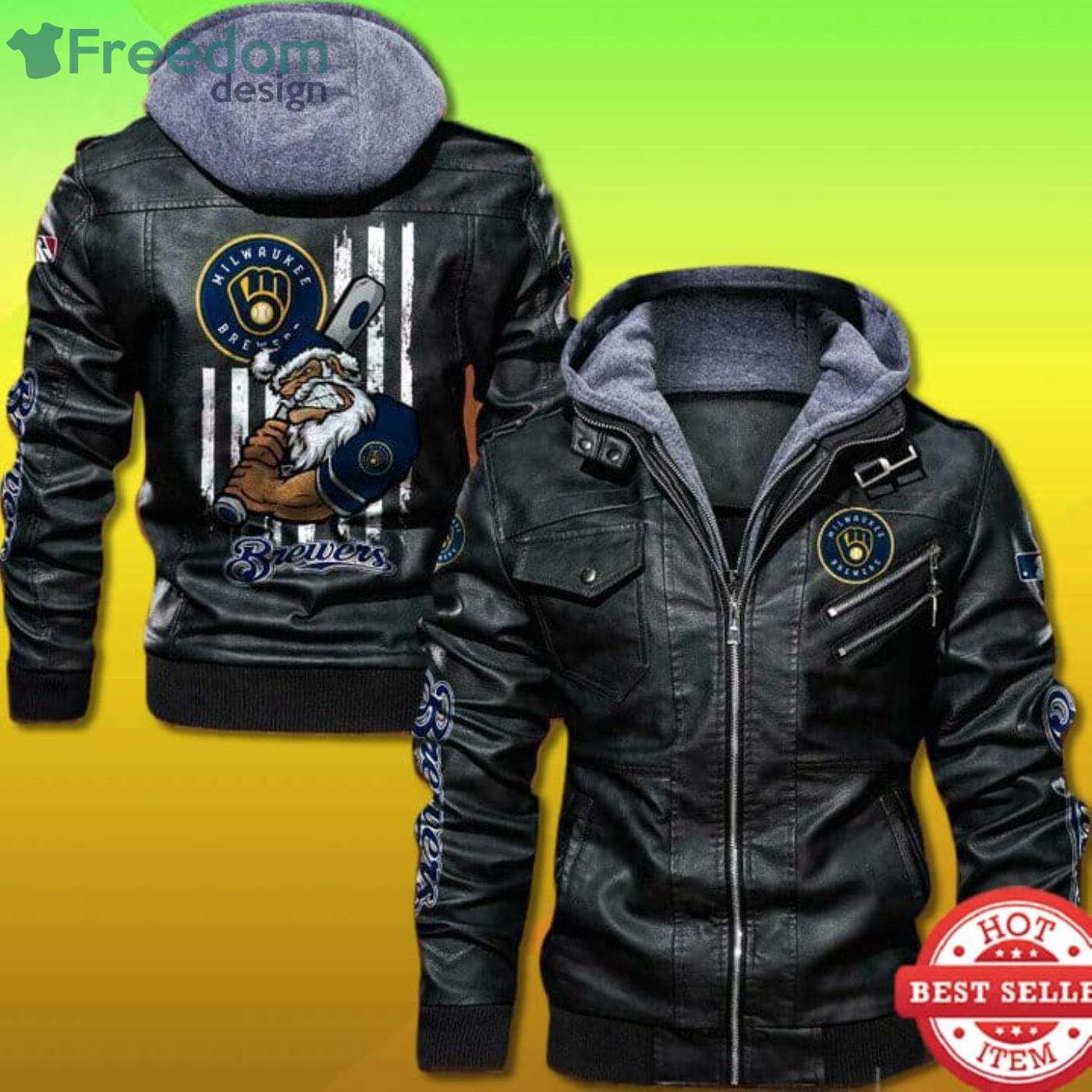 Milwaukee Brewers Angry Santa Claus 2D Trending Leather Jacket Product Photo 1 Milwaukee Brewers Angry Santa Claus 2D Trending Leather Jacket Product Photo 1