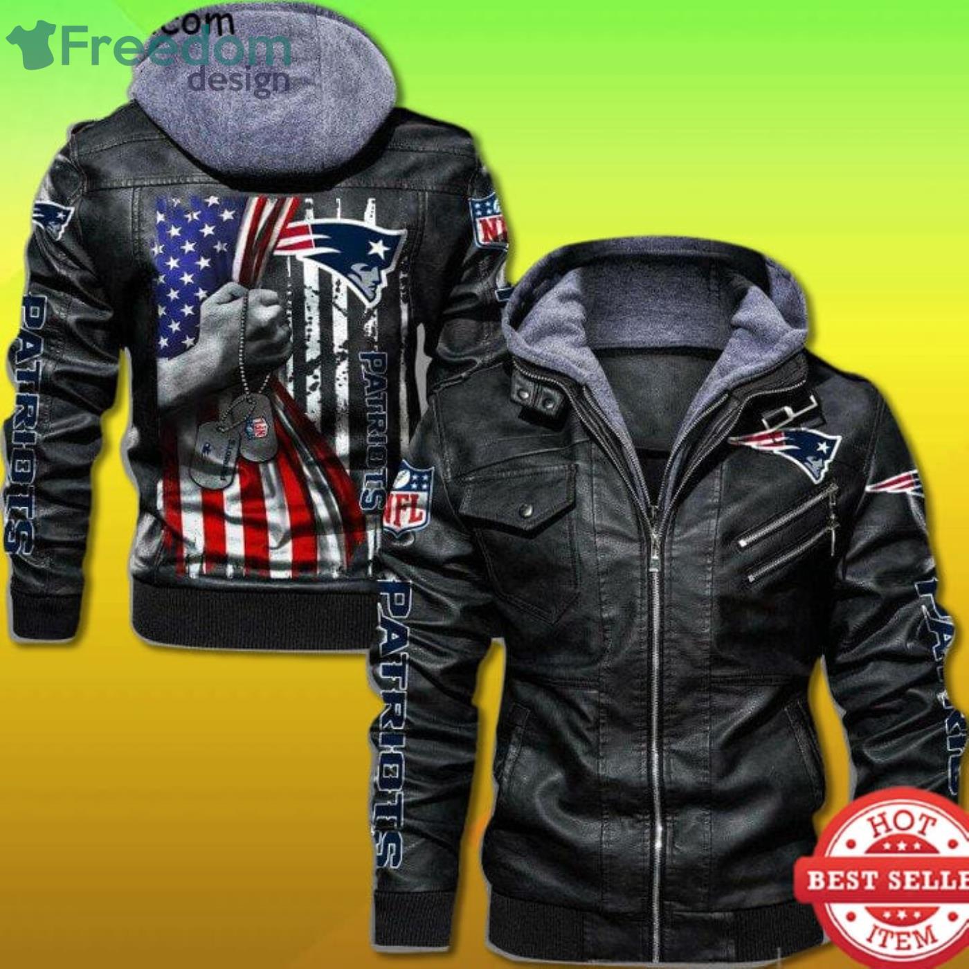 New England Patriots Military Dog Tag 2D Trending Leather Jacket