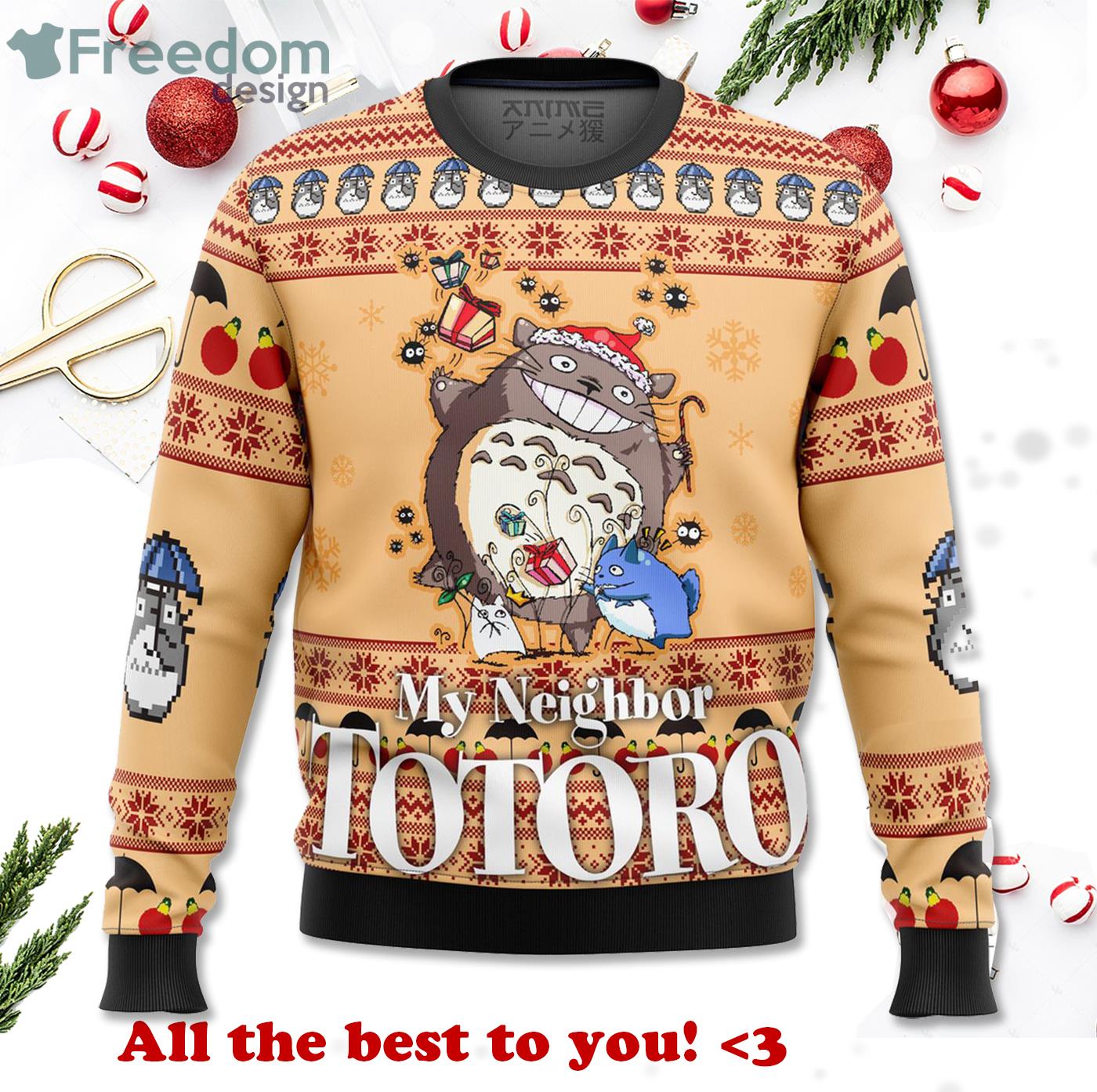 New My Neighbor Totoro Friends Ugly Christmas Sweater Product Photo 1