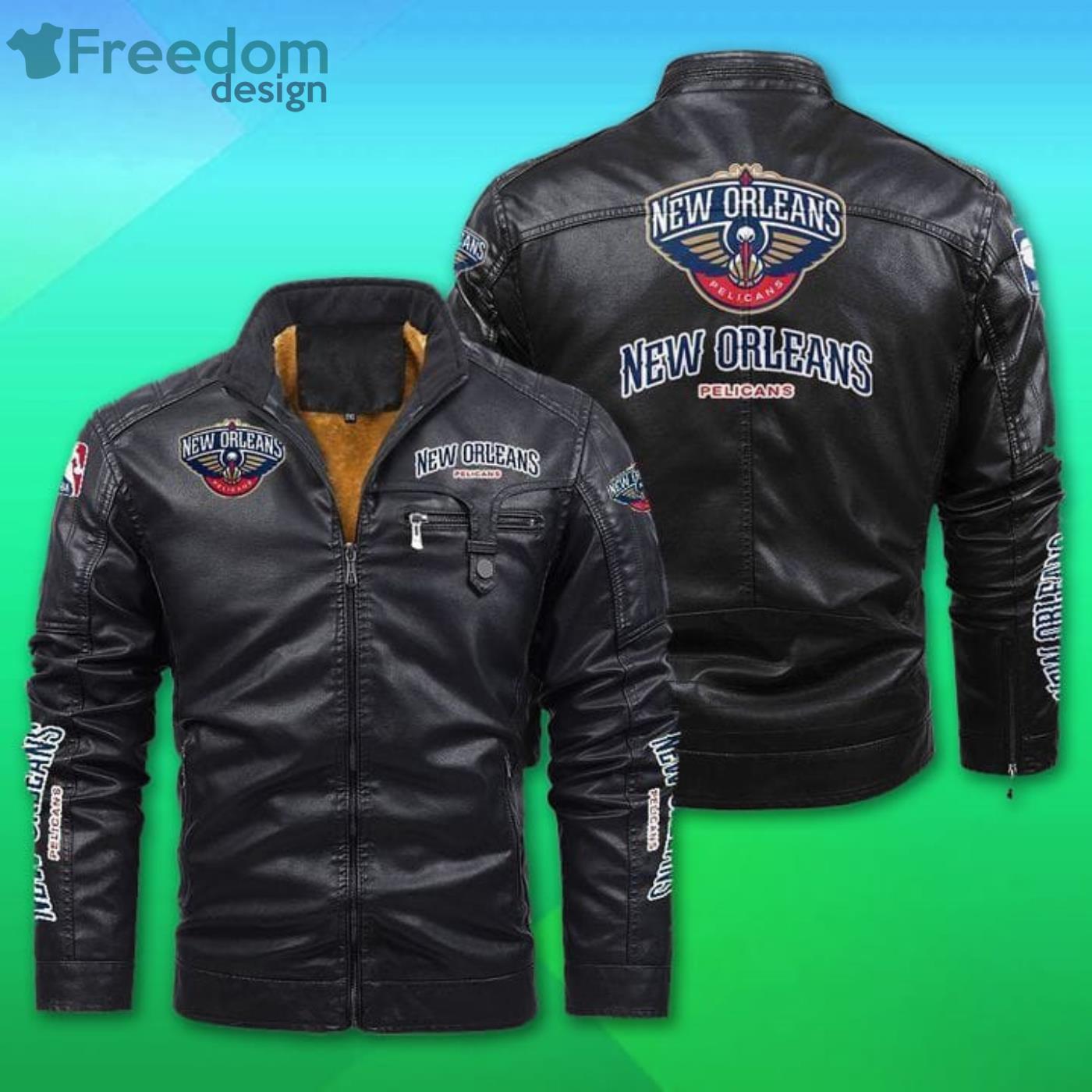 New Orleans Saints Logo NFL Brown Black Leather Jacket - Freedomdesign