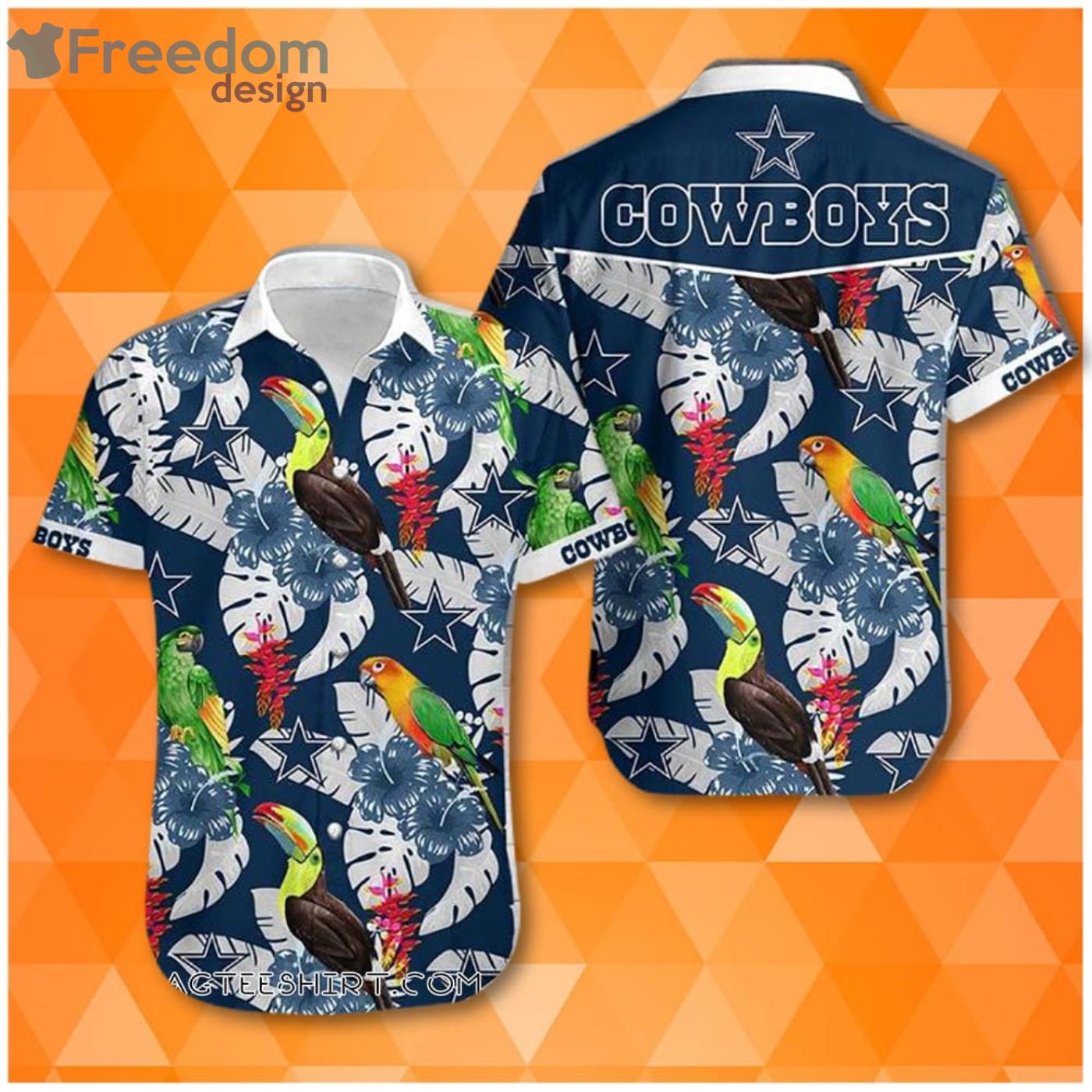 Nfl Dallas Cowboys And Parrot Tropical Pattern Hawaiian Shirt Product Photo 1