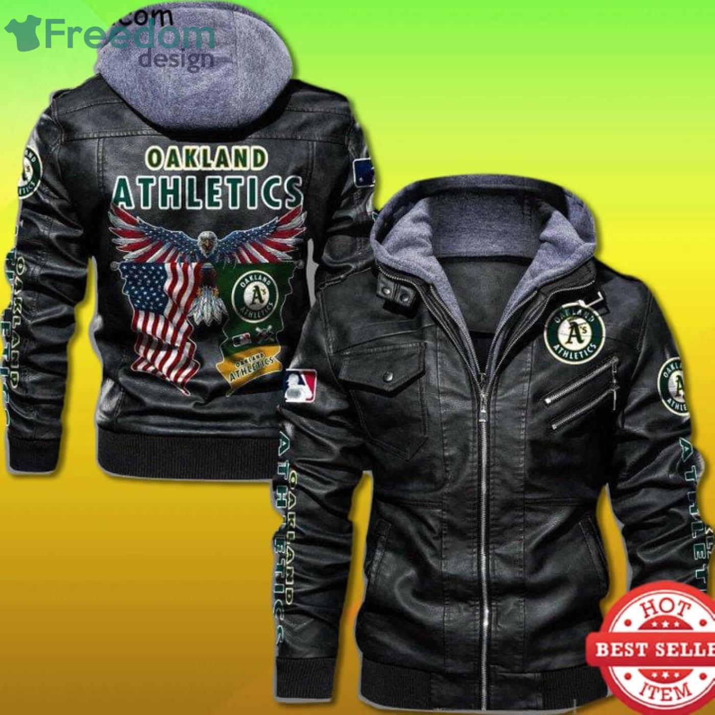 Oakland Athletics Eagle American Flag Leather Jacket Product Photo 1 Oakland Athletics Eagle American Flag Leather Jacket Product Photo 1