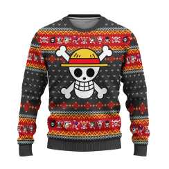One Piece Anime Ugly Christmas Sweater Symbol Xmas Gift - AOP Sweater - Red