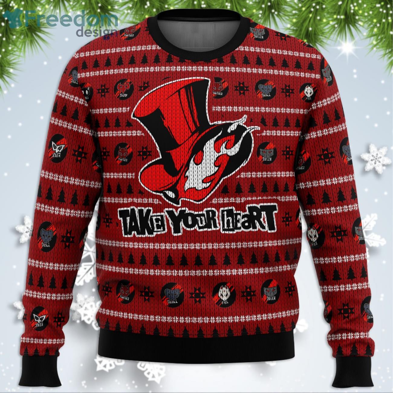 Persona 5 Take Your Heart Funny Christmas Gift Ugly Christmas Sweater Product Photo 1 Persona 5 Take Your Heart Funny Christmas Gift Ugly Christmas Sweater Product Photo 1