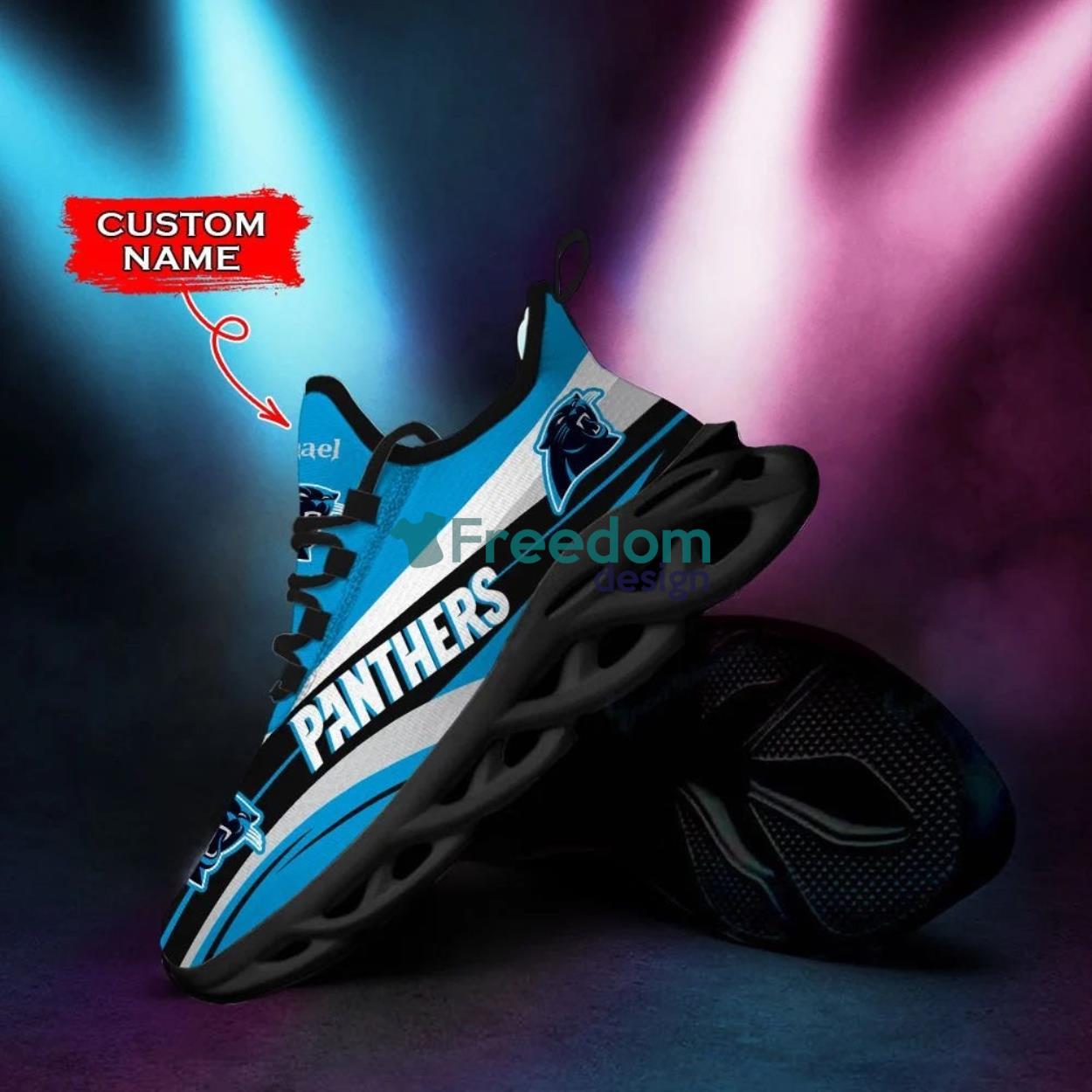 Personalized Name Carolina Panthers Cool Max Soul Snesker Running Shoes Product Photo 2