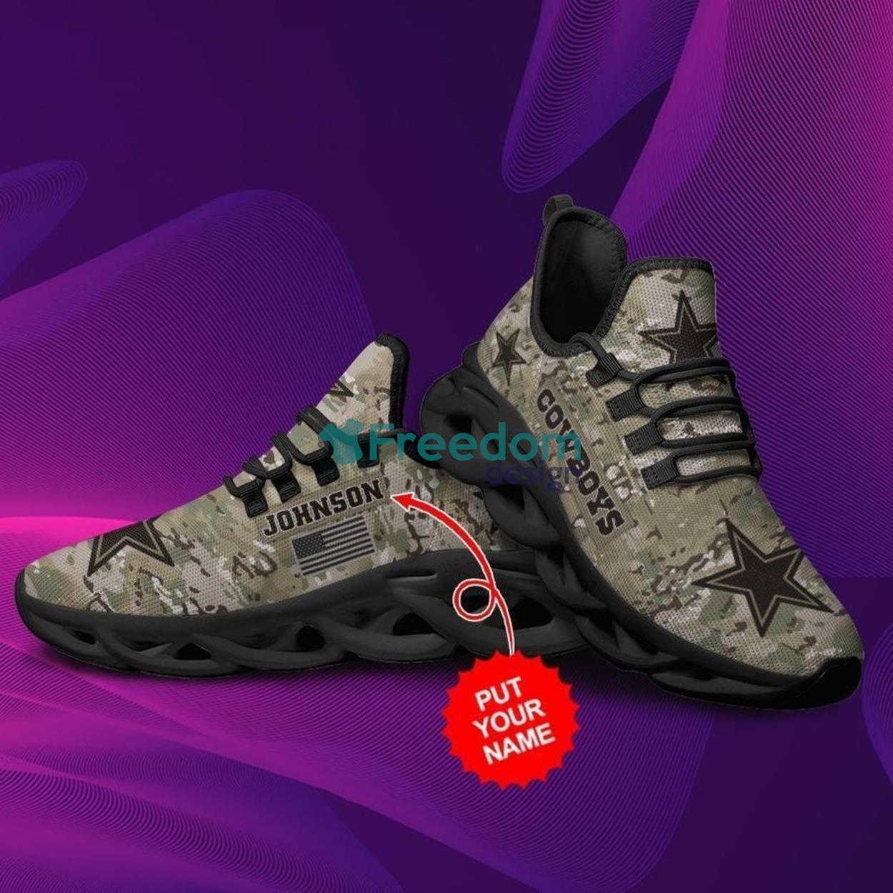 Personalized Name Dallas Cowboys Camouflage Air Max Soul Snesker Running Shoes Product Photo 1