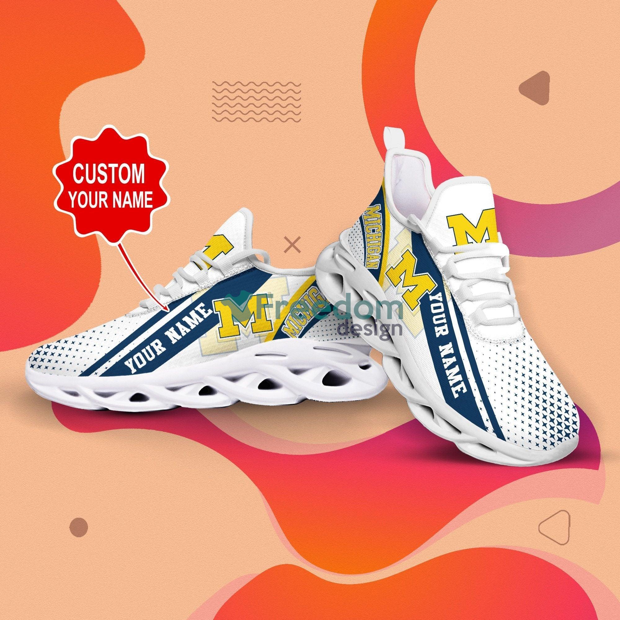 Personalized Name Michigan Wolverines Cool Max Soul Snesker Running Shoes Product Photo 2